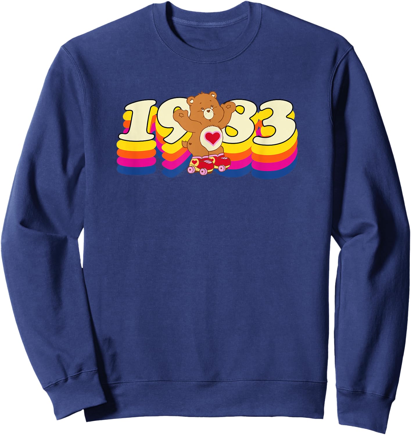 Care Bears Tenderheart 1983 Rollerskating Retro Cartoon Sweatshirt - Sweatshirt | Navy