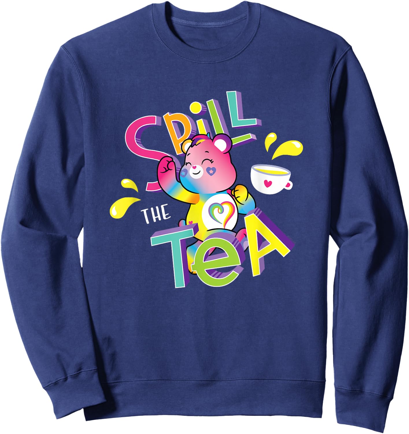 Care Bears Spill the Tea Kindness Keeper Rainbows Cartoon Sweatshirt - Sweatshirt | Navy