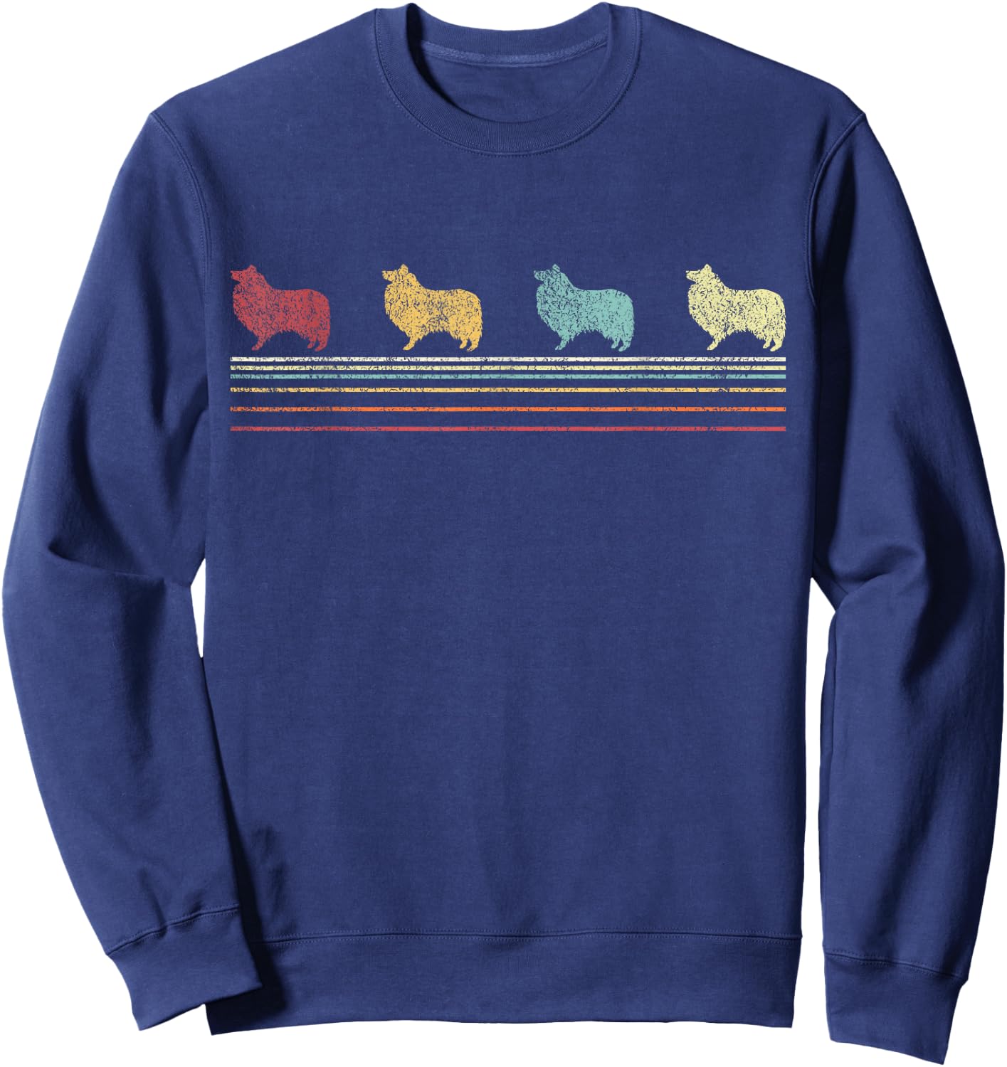 Retro Sheltie Mom Sheltie Dad Shetland Sheepdog Vintage Sweatshirt - Sweatshirt | Navy