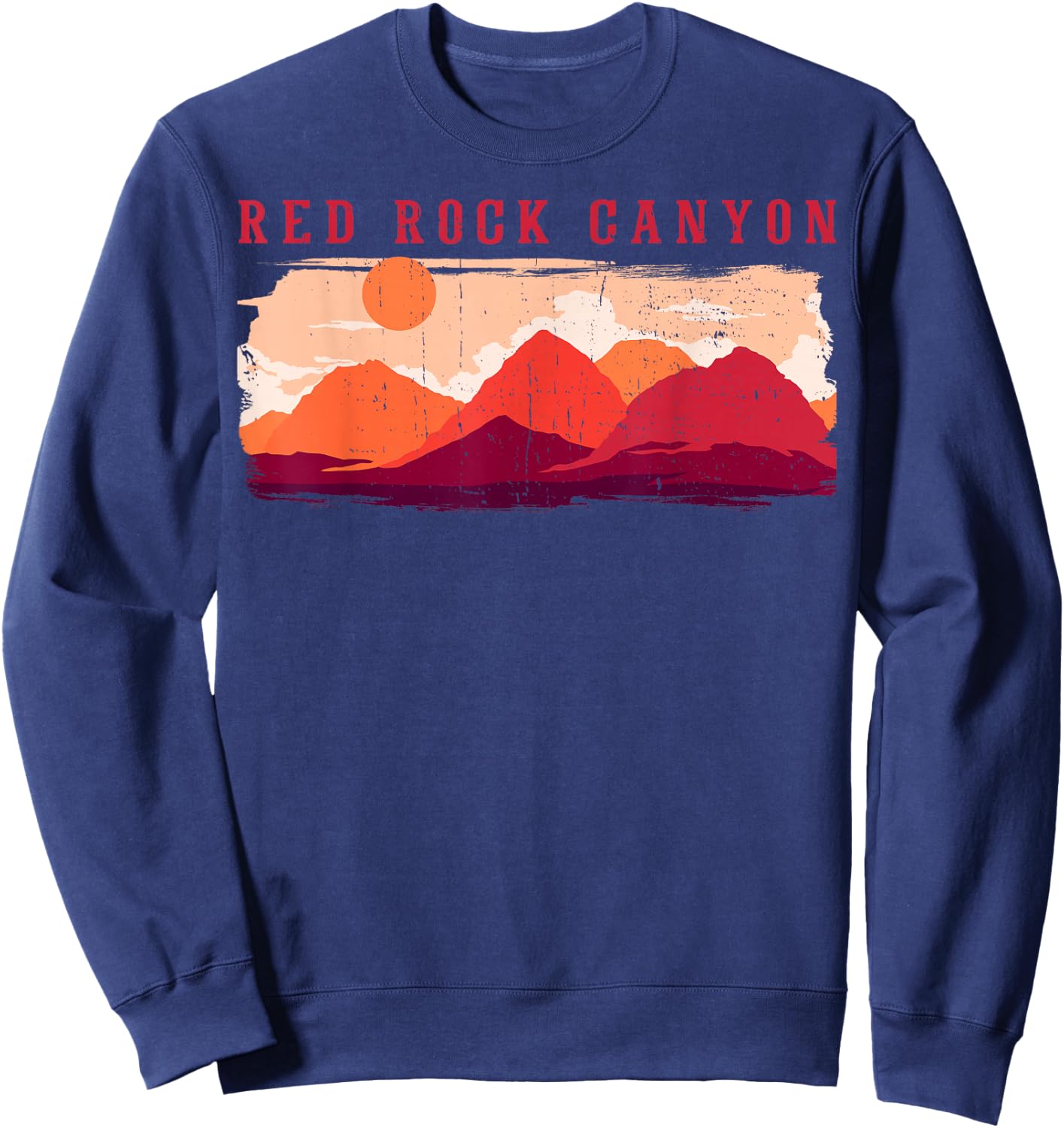 Retro Red Rock Canyon Nevada Souvenir Graphic Themed Print Sweatshirt - Sweatshirt | Navy