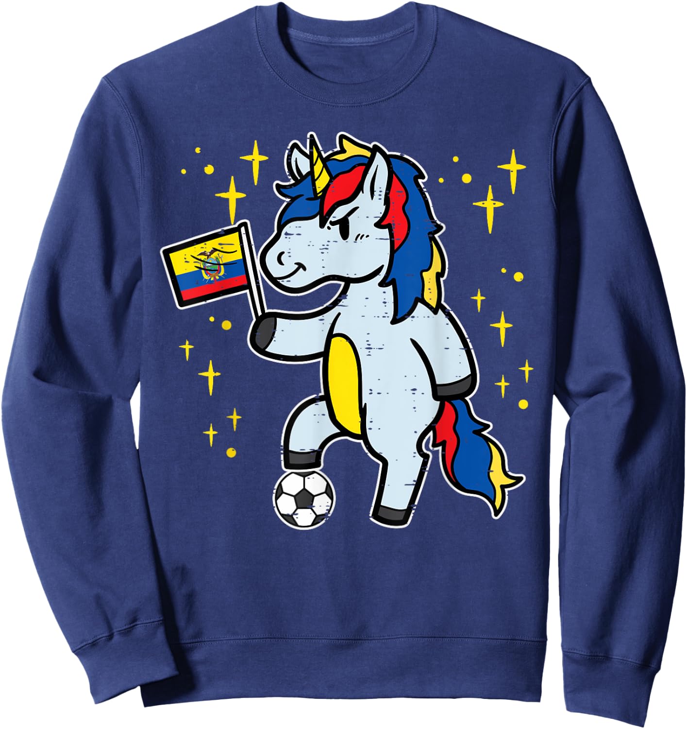 Ecuador Flag Unicorn Football Soccer Fan Women Girls Kids Sweatshirt - Sweatshirt | Navy