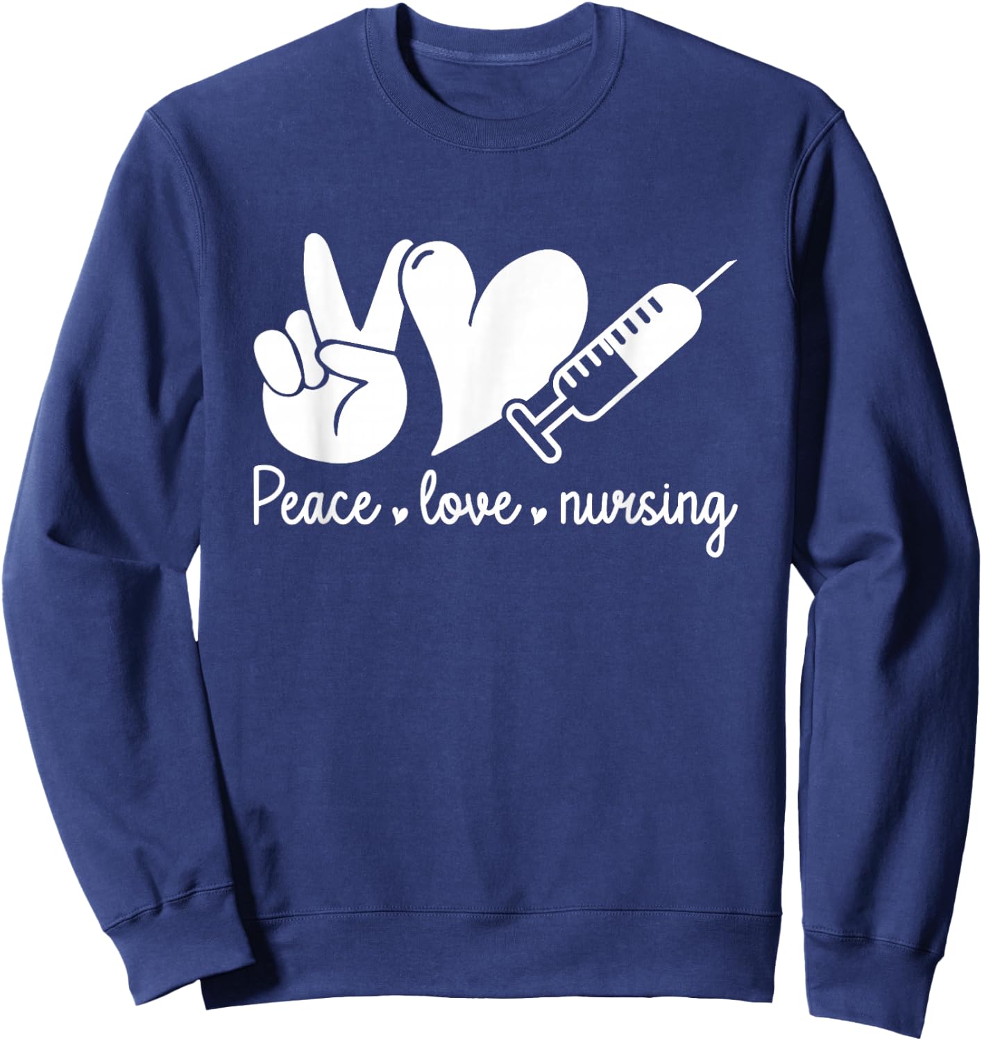 Peace Love Nursing Leopard Print Cute Nurse , Small, Black Sweatshirt - Sweatshirt | Navy