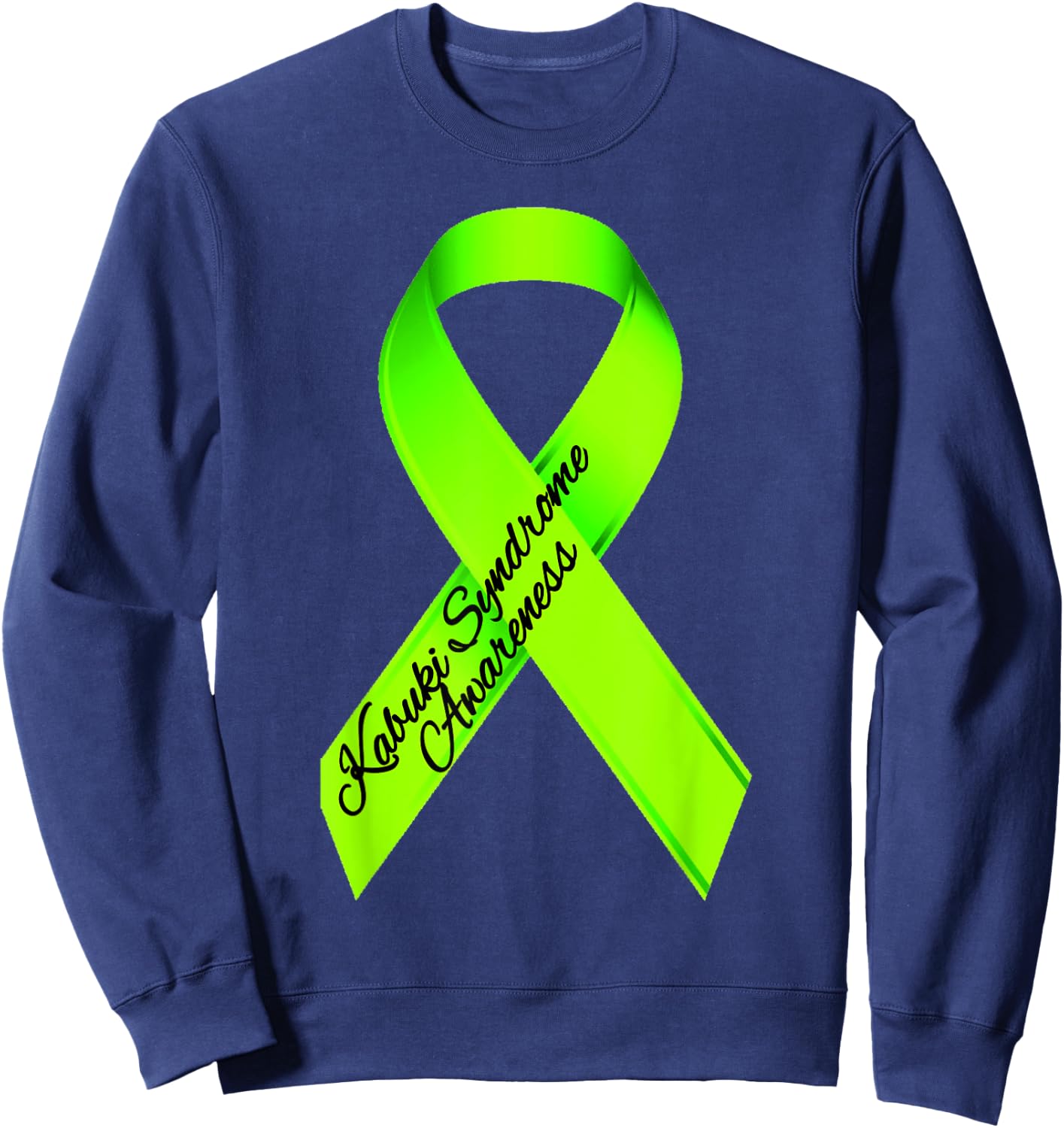 Kabuki Syndrome Awareness Lime Green Graffiti Ribbon Sweatshirt - Sweatshirt | Navy