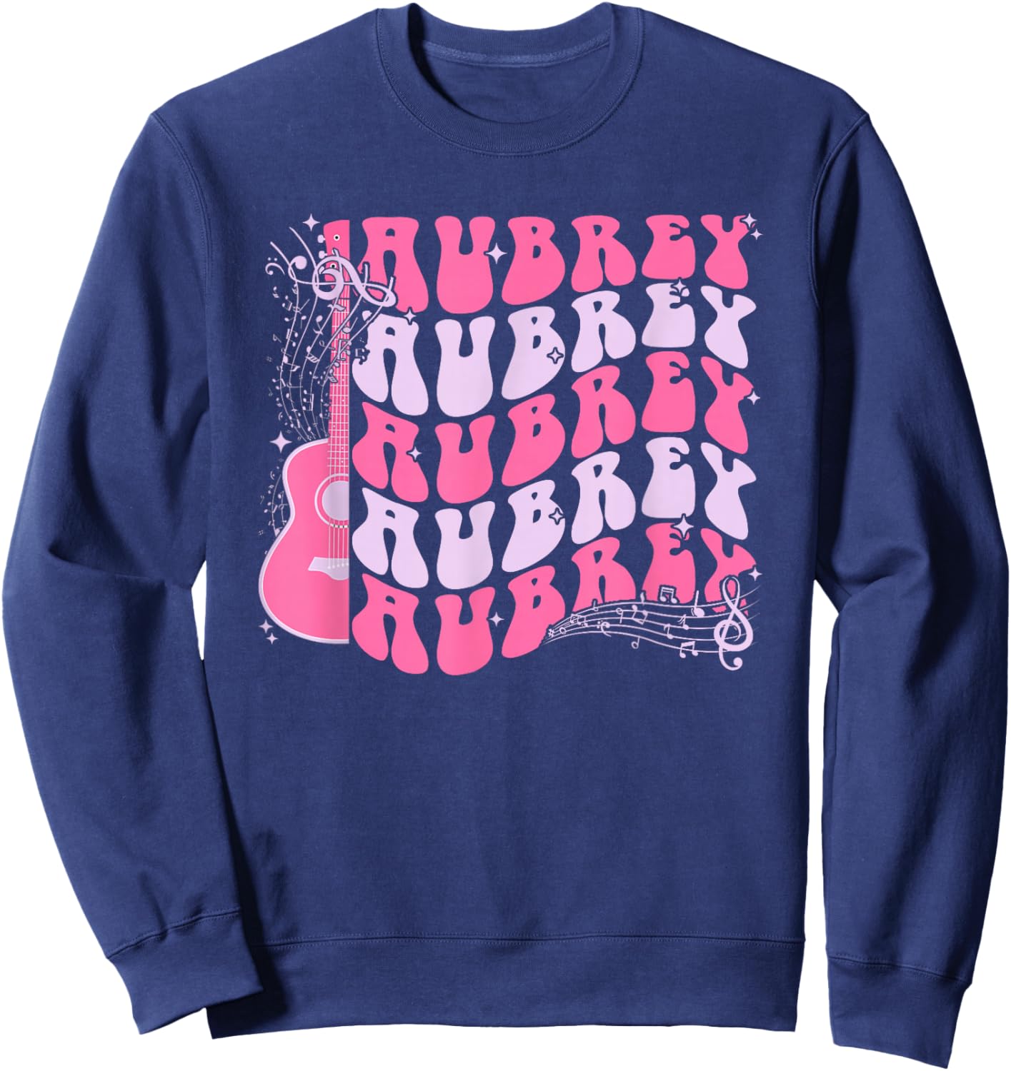Girl Retro AUBREY First Name Personalized Pink Groovy Sweatshirt - Sweatshirt | Navy