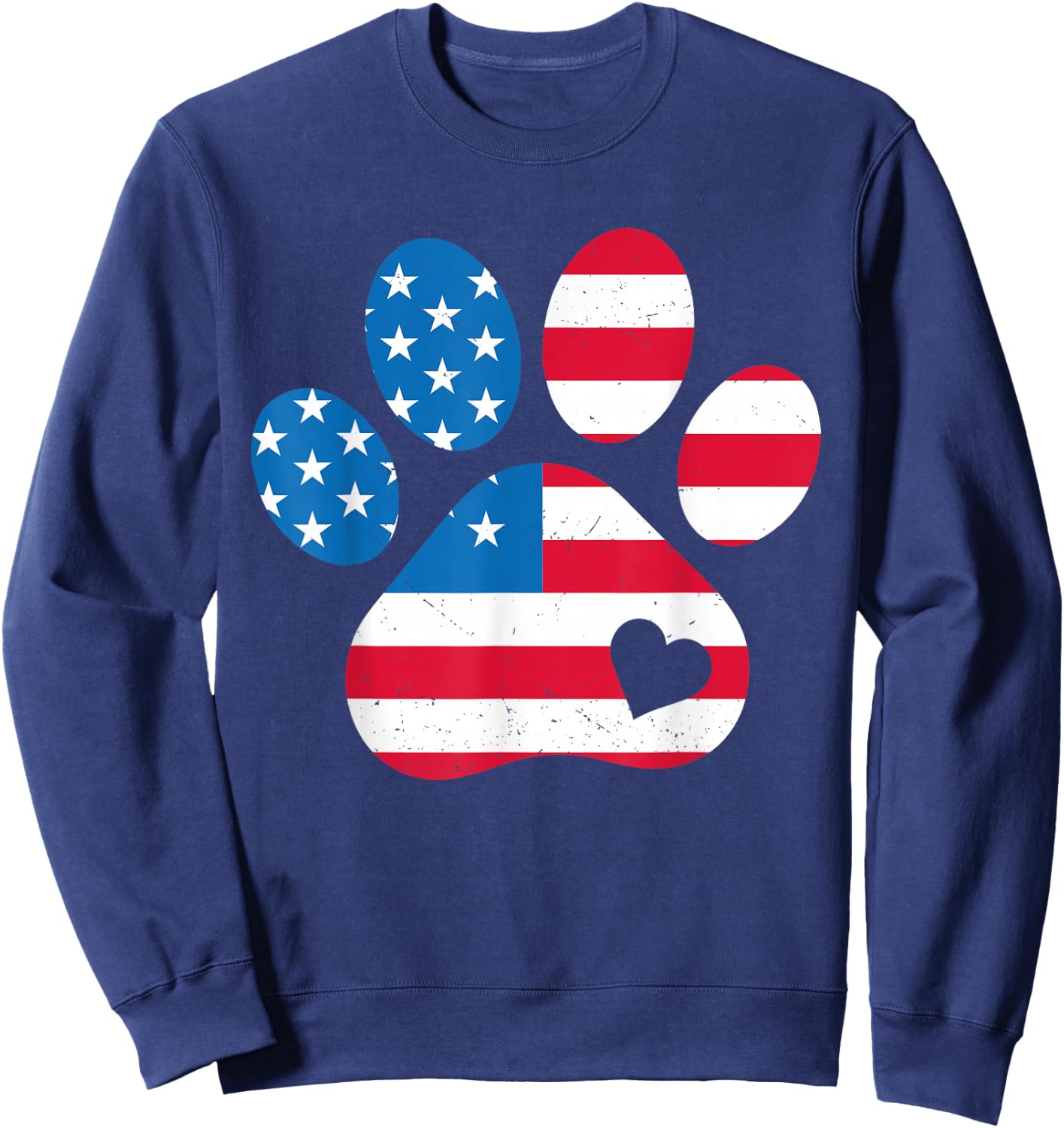 USA Dog Paw Print American 4th of July Puppy Paws Patriotic Sweatshirt - Sweatshirt | Navy