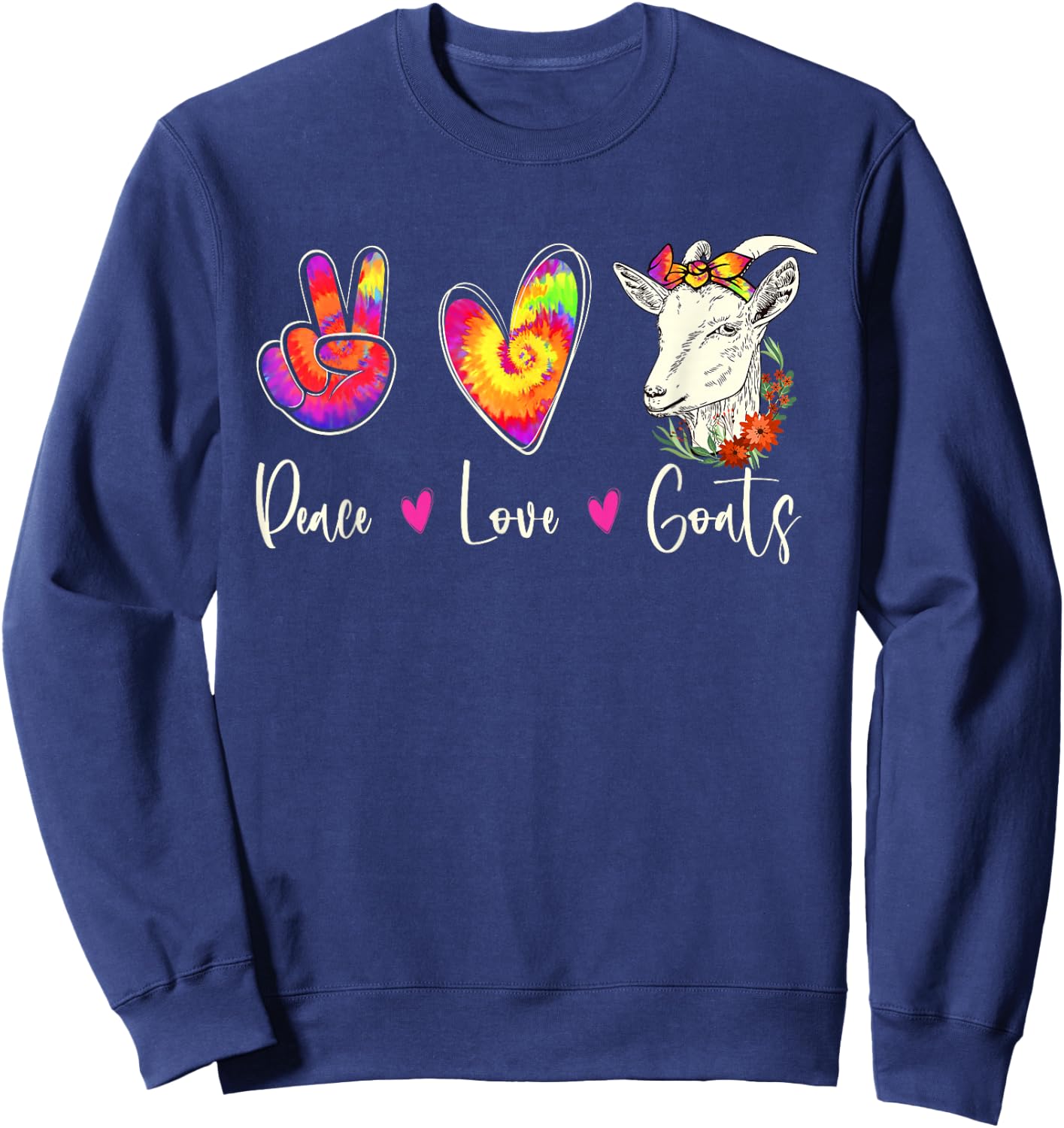Peace Love Goats - Goat Whisperer Farm Animal Lover Farmer Sweatshirt - Sweatshirt | Navy