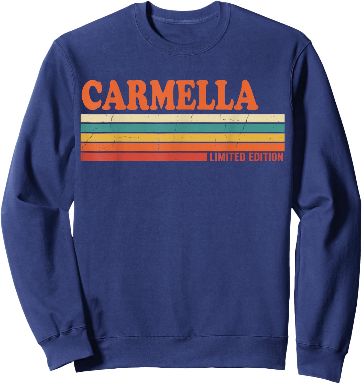 Carmella Retro Personalized First Name Vintage Stripes Sweatshirt - Sweatshirt | Navy