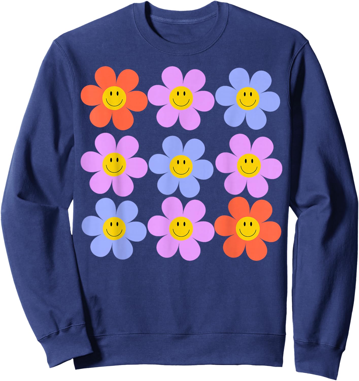 Hippie Retro Flower Power Kawaii Blumen Floral 60er 70er Jahre Sweatshirt - Sweatshirt | Navy