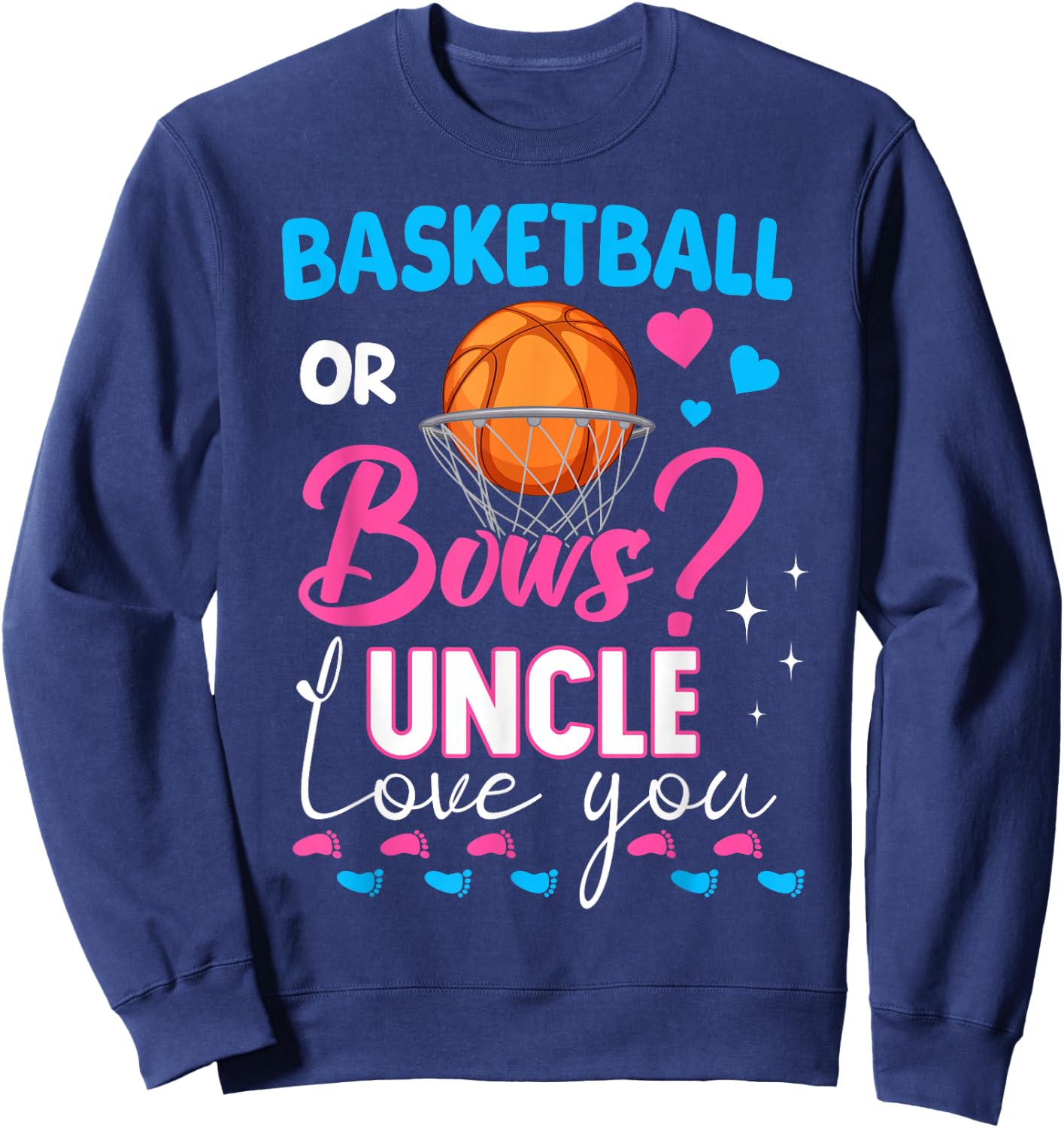 Basketball or Bows Uncle Loves You 2025 Gender Reveal Sweatshirt - Sweatshirt | Navy
