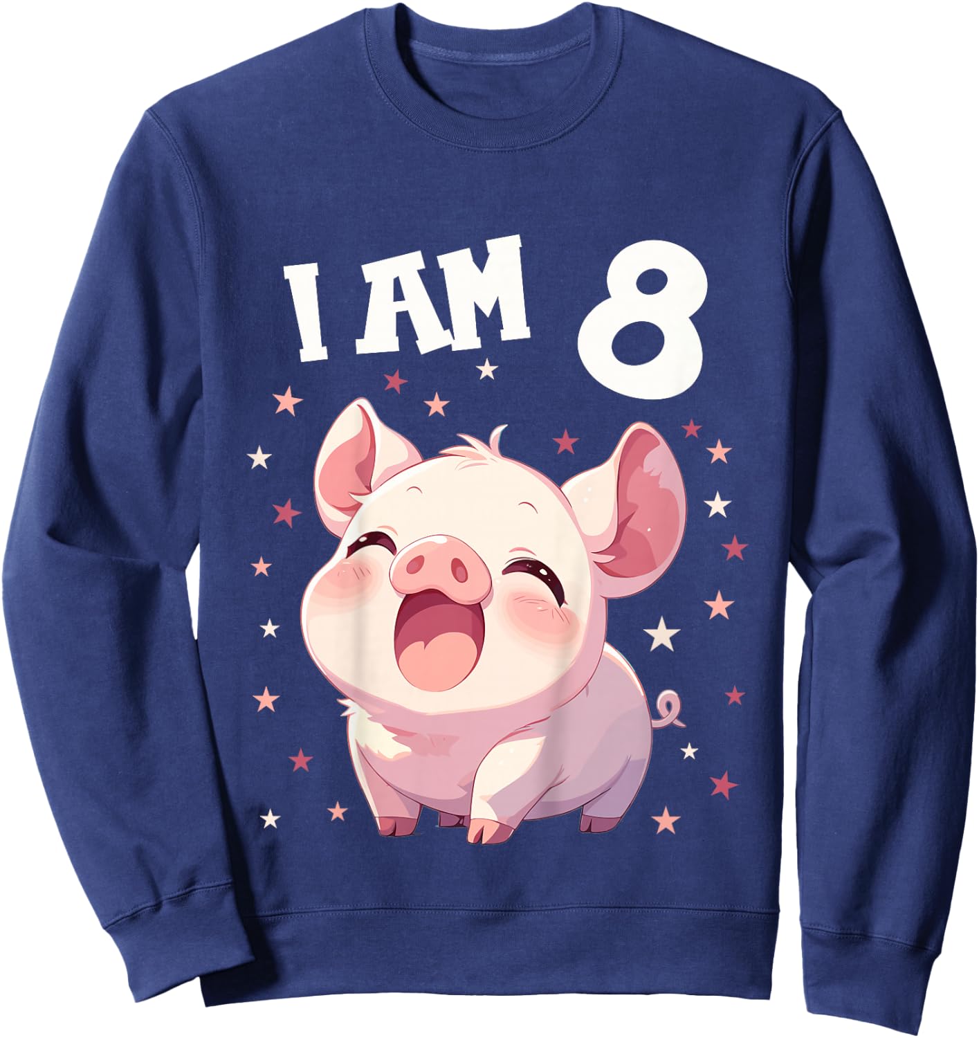 Kids 8 Years old 8 birthday Pigs Boy Girl Pig Sweatshirt - Sweatshirt | Navy