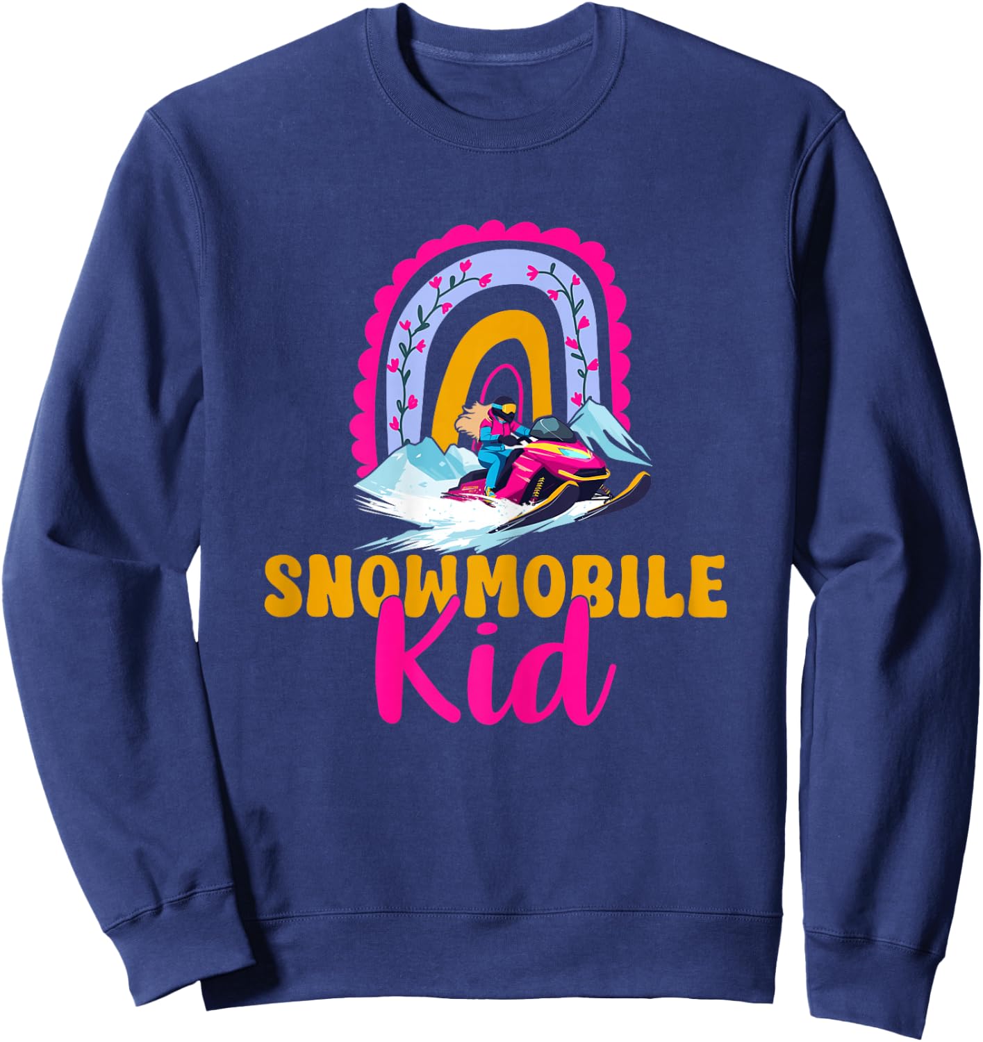 Snowmobile Kid Boho Rainbow Future Snowmobile Rider Sweatshirt - Sweatshirt | Navy