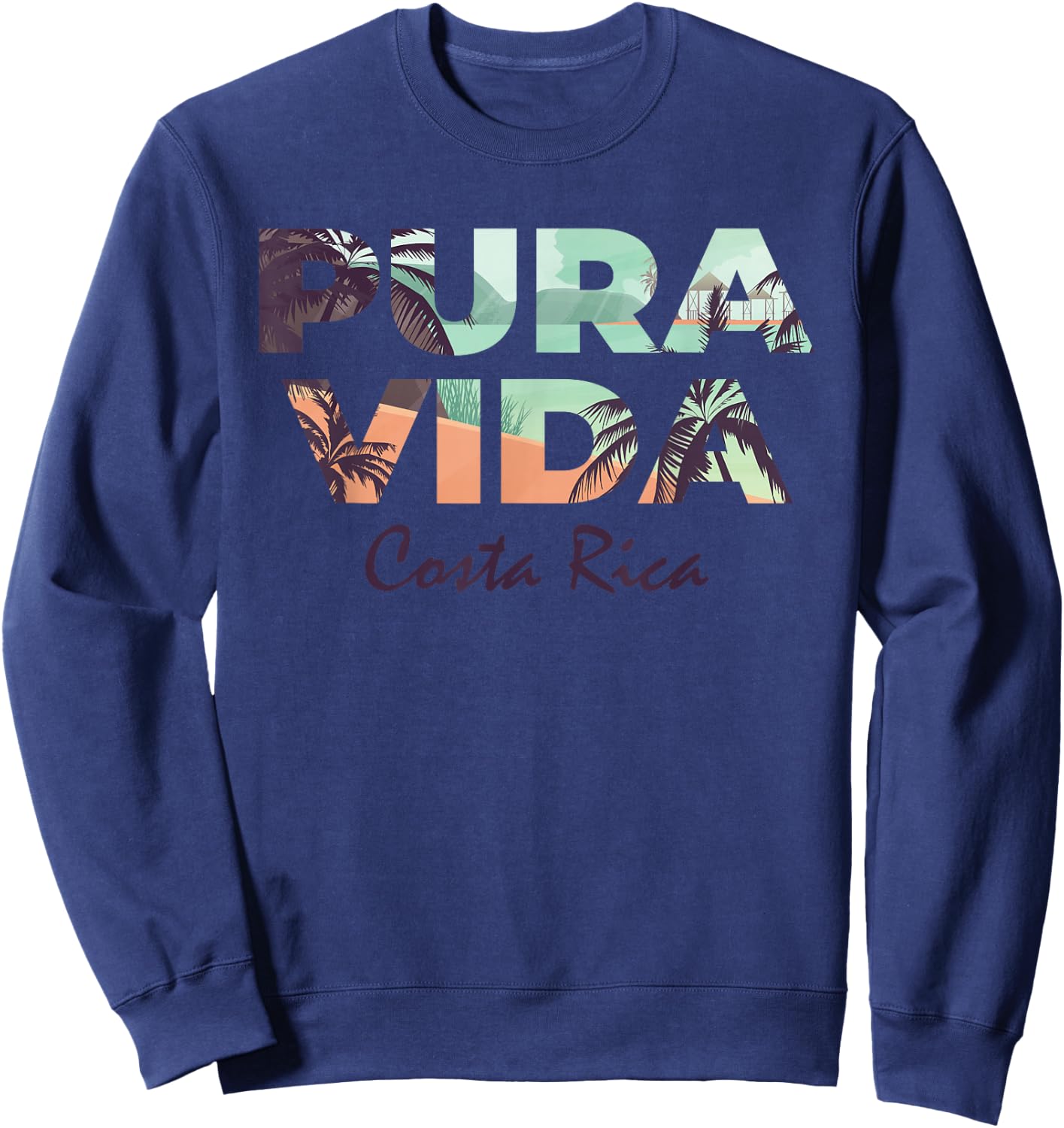 Pura Vida Costa Rica Colorful Tropical Beach , gray Sweatshirt - Sweatshirt | Navy