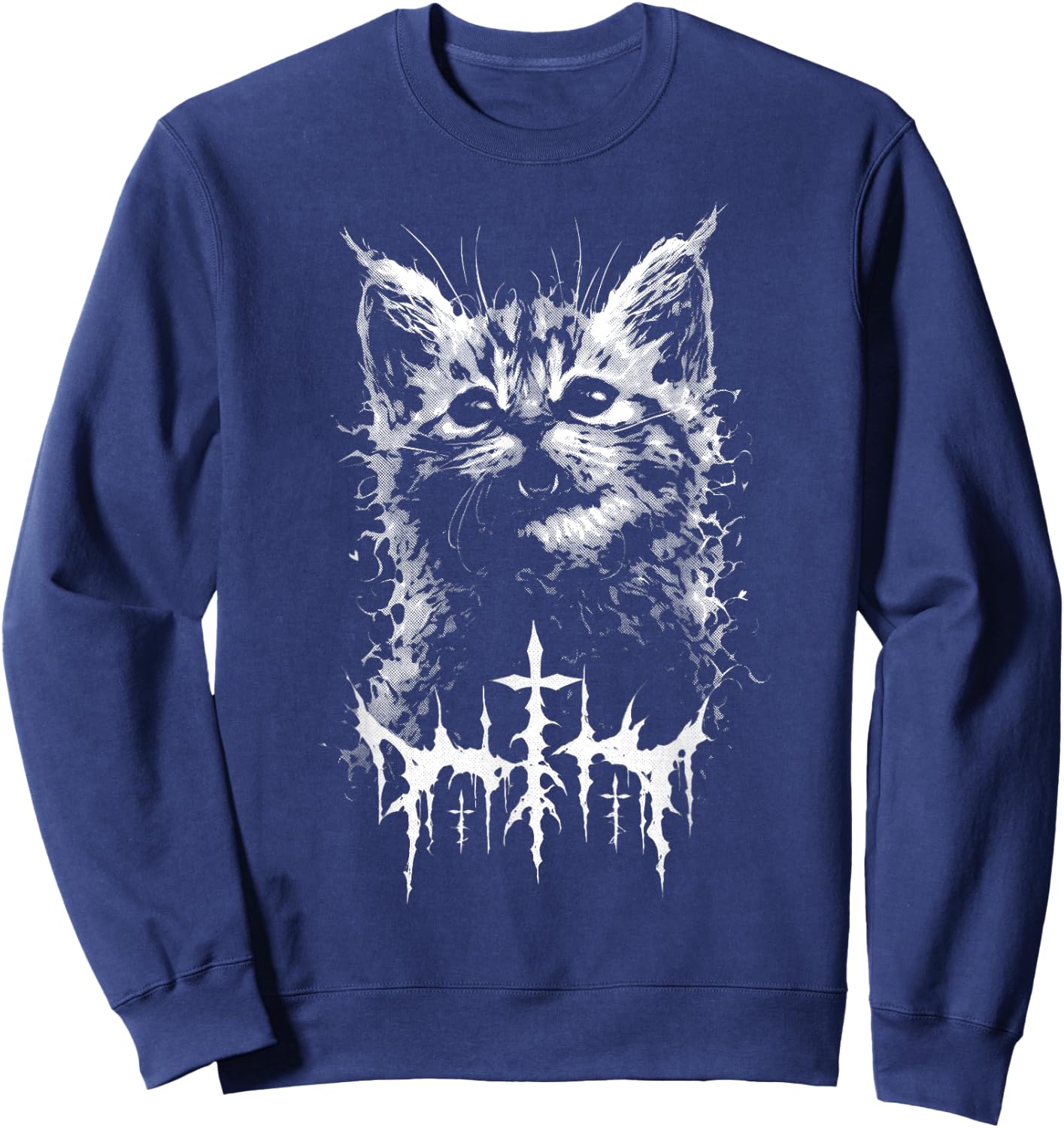 Kawaii Katze Black Metal Death Metal Parodie | Goth Grunge Sweatshirt - Sweatshirt | Navy
