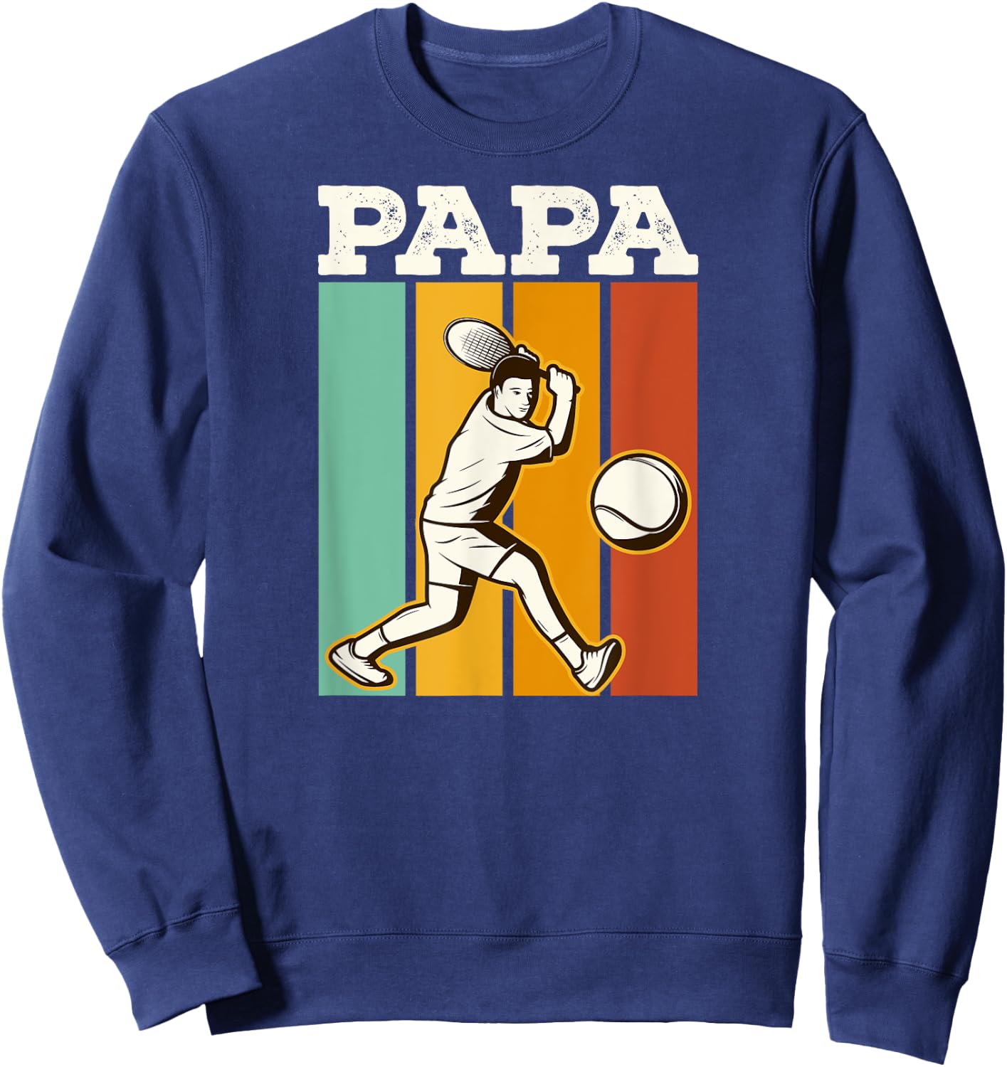 Tennis Papa 70s Retro Style Tennis Fathers Day Sweatshirt - Sweatshirt | Navy