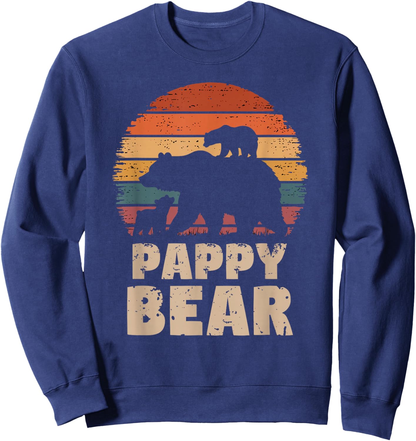 Pappy Bear Vintage Retro Funny Father's Day 2 Cubs Kids Sweatshirt - Sweatshirt | Navy