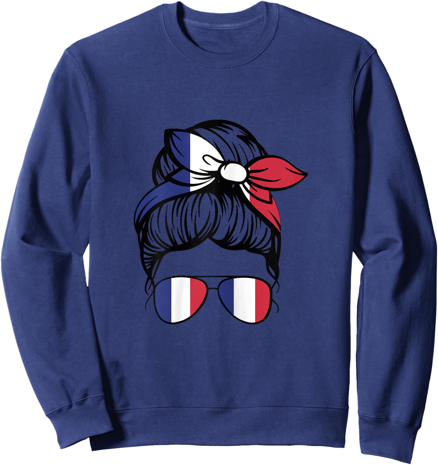 French Girl France French Girl Women French Flag , white, Female X-Small Sweatshirt - Sweatshirt | Navy