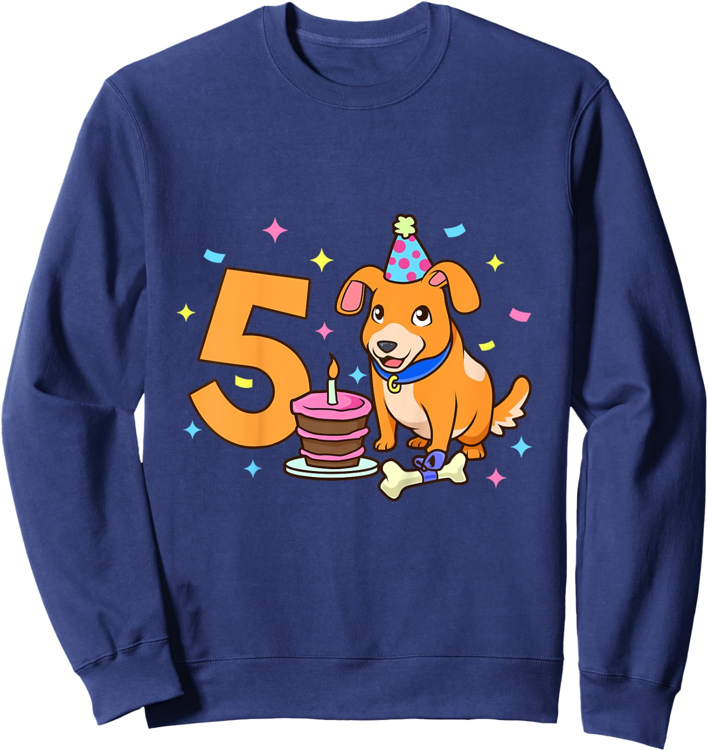 Geburtstagsshirt Hund - Kinder Geburtstag 5 Jahre Sweatshirt - Sweatshirt | Navy