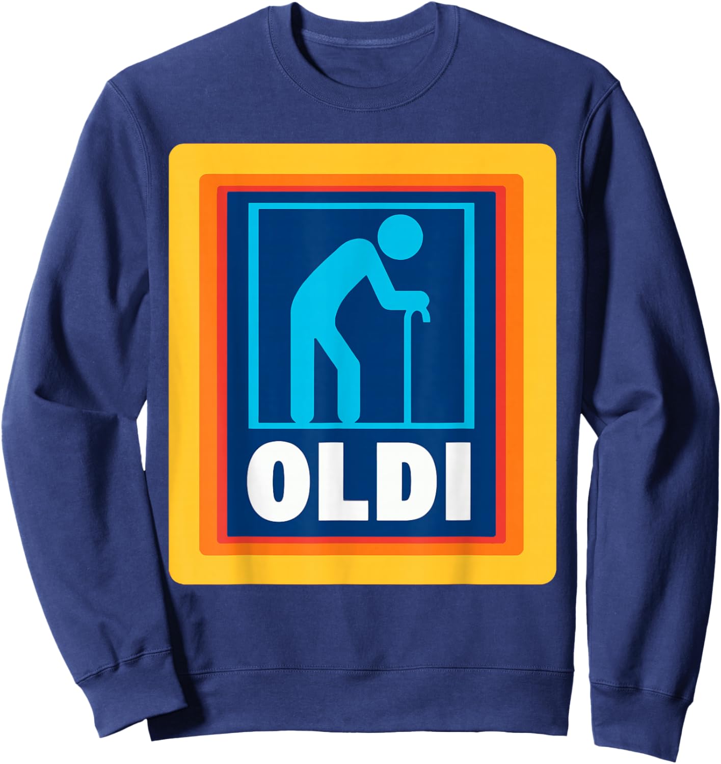 Funny OLDI Shirt - - Black - Short Sleeve - - S - Crew Collar - Graphic Design - Classic Plain Cotton - Gifts for Various Occasions Sweatshirt - Sweatshirt | Navy