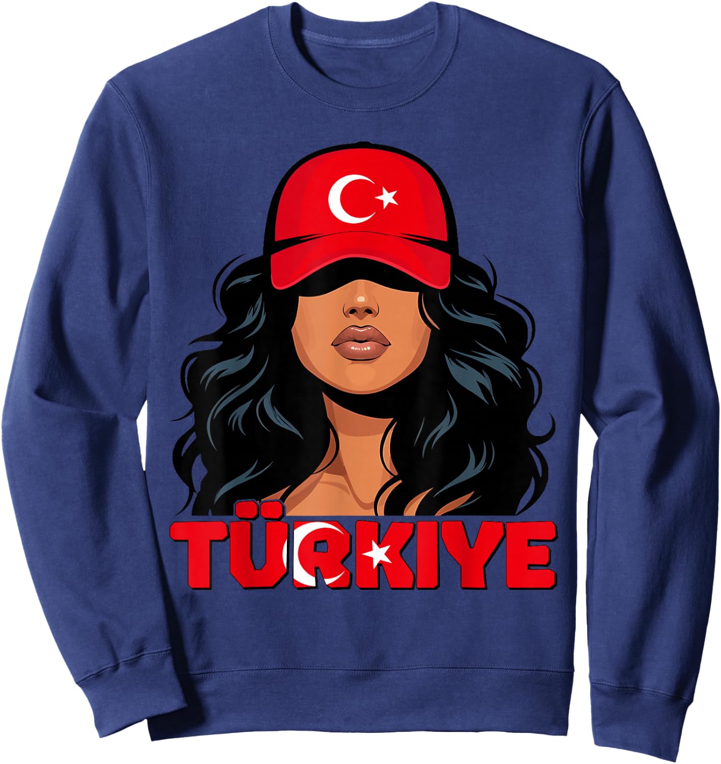 Turkish Girl Türkiye Turkish Flag Turkey Türk Kizi Women Sweatshirt - Sweatshirt | Navy