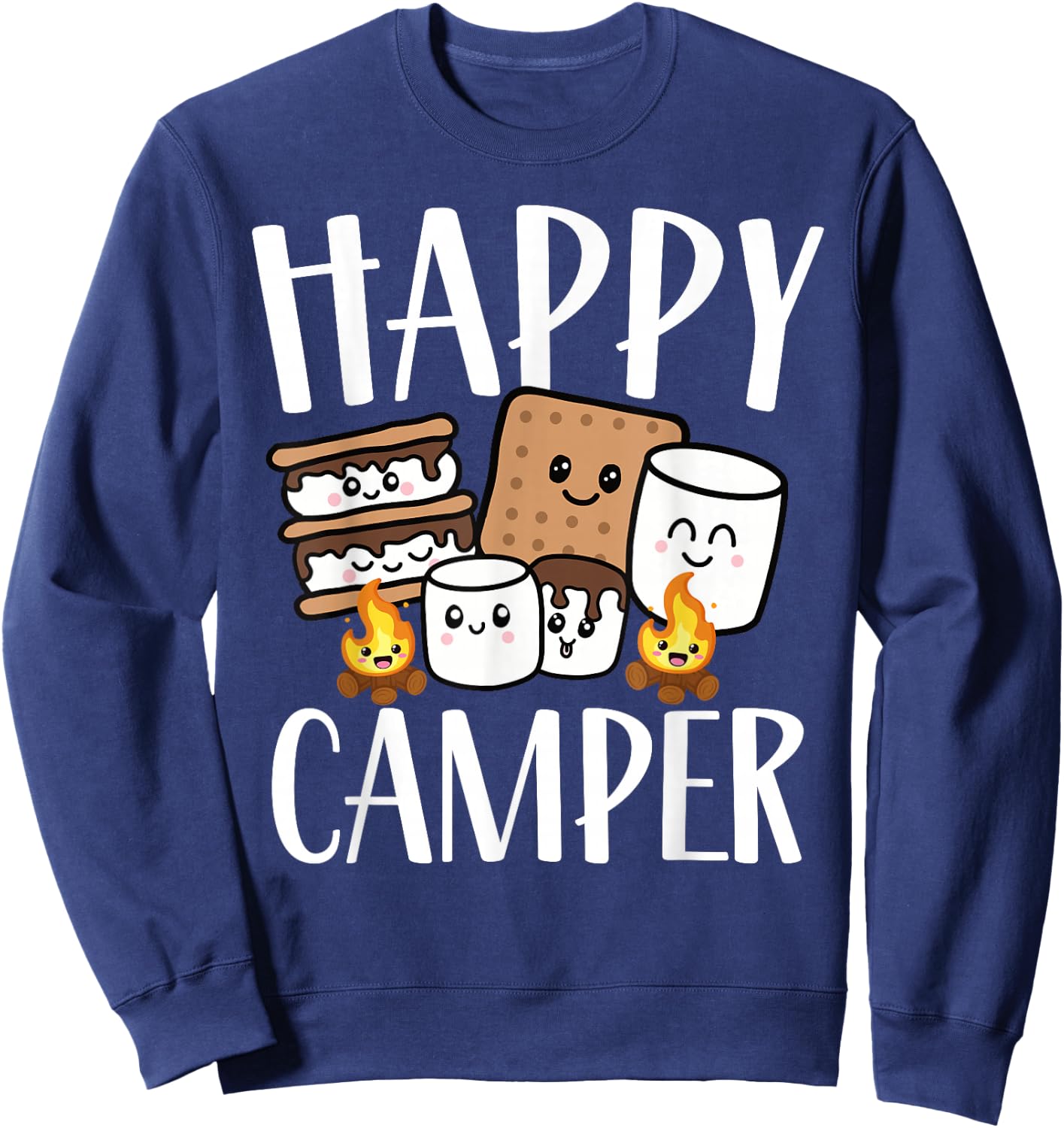 Kawaii Smore Happy Camper Camping Crew Trip Campfire Squad Sweatshirt - Sweatshirt | Navy