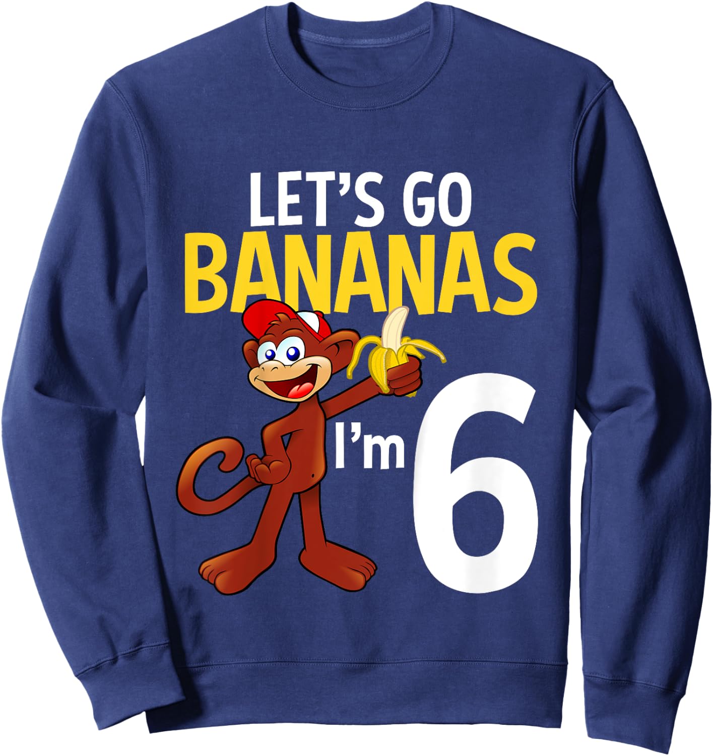 6 Year Old Monkey Birthday Party Zoo Animal Theme 6th Gift Sweatshirt - Sweatshirt | Navy