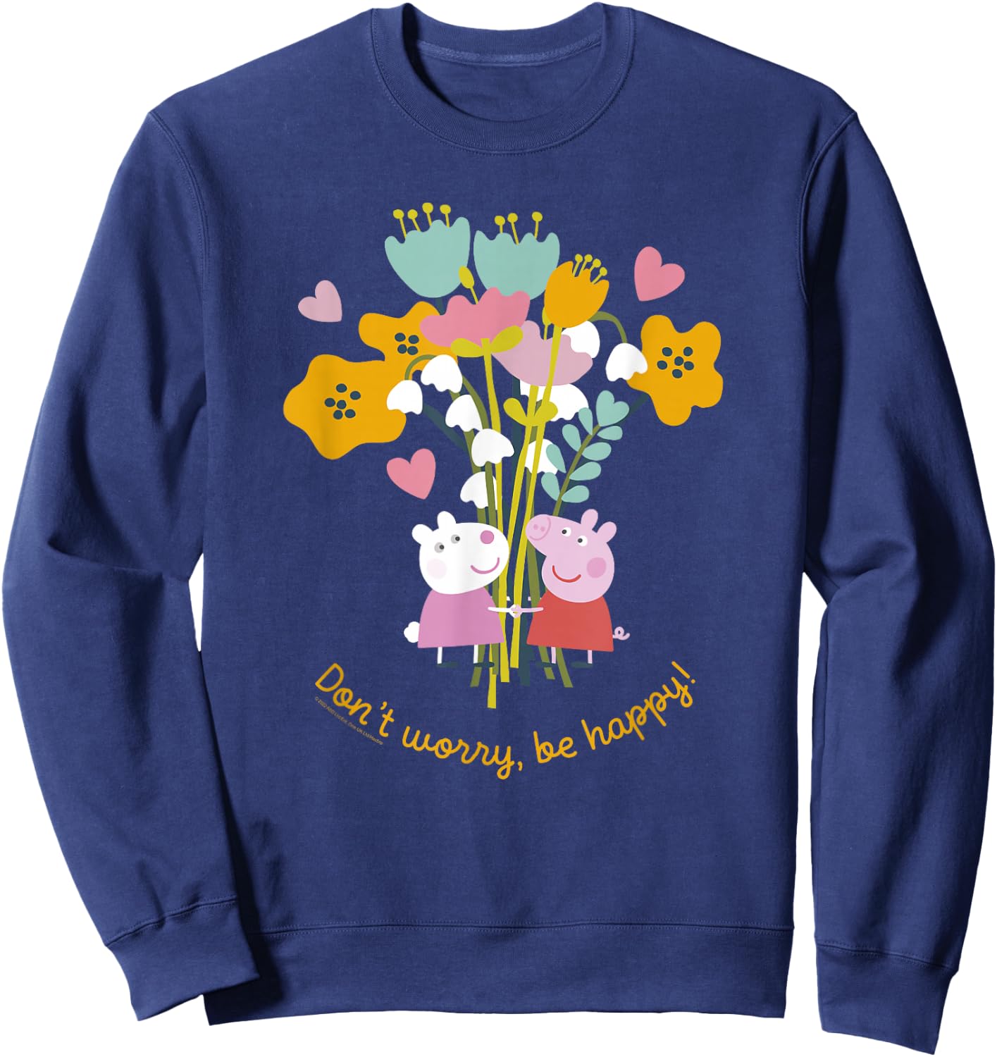 Peppa Pig Don't Worry Be Happy Floral Logo Sweatshirt - Sweatshirt | Navy