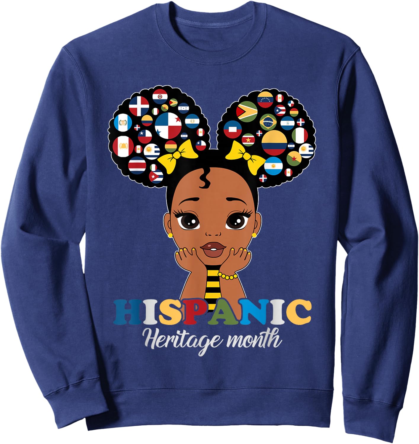 Girls Hispanic Heritage Month Latino Countries Flags Kids Sweatshirt - Sweatshirt | Navy