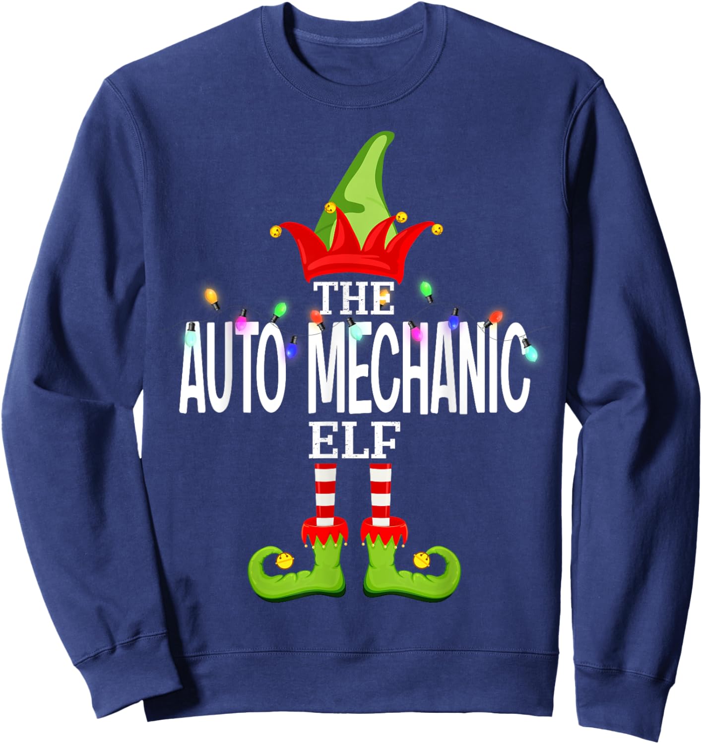 The Auto Mechanic Elf Christmas Matching Pajamas Sweatshirt - Sweatshirt | Navy