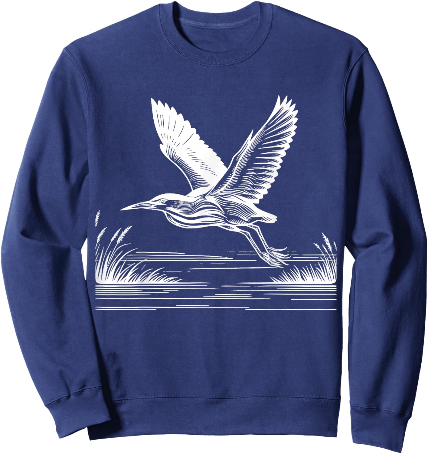 Line Art Bird & Ornithologist American Bittern Sweatshirt - Sweatshirt | Navy