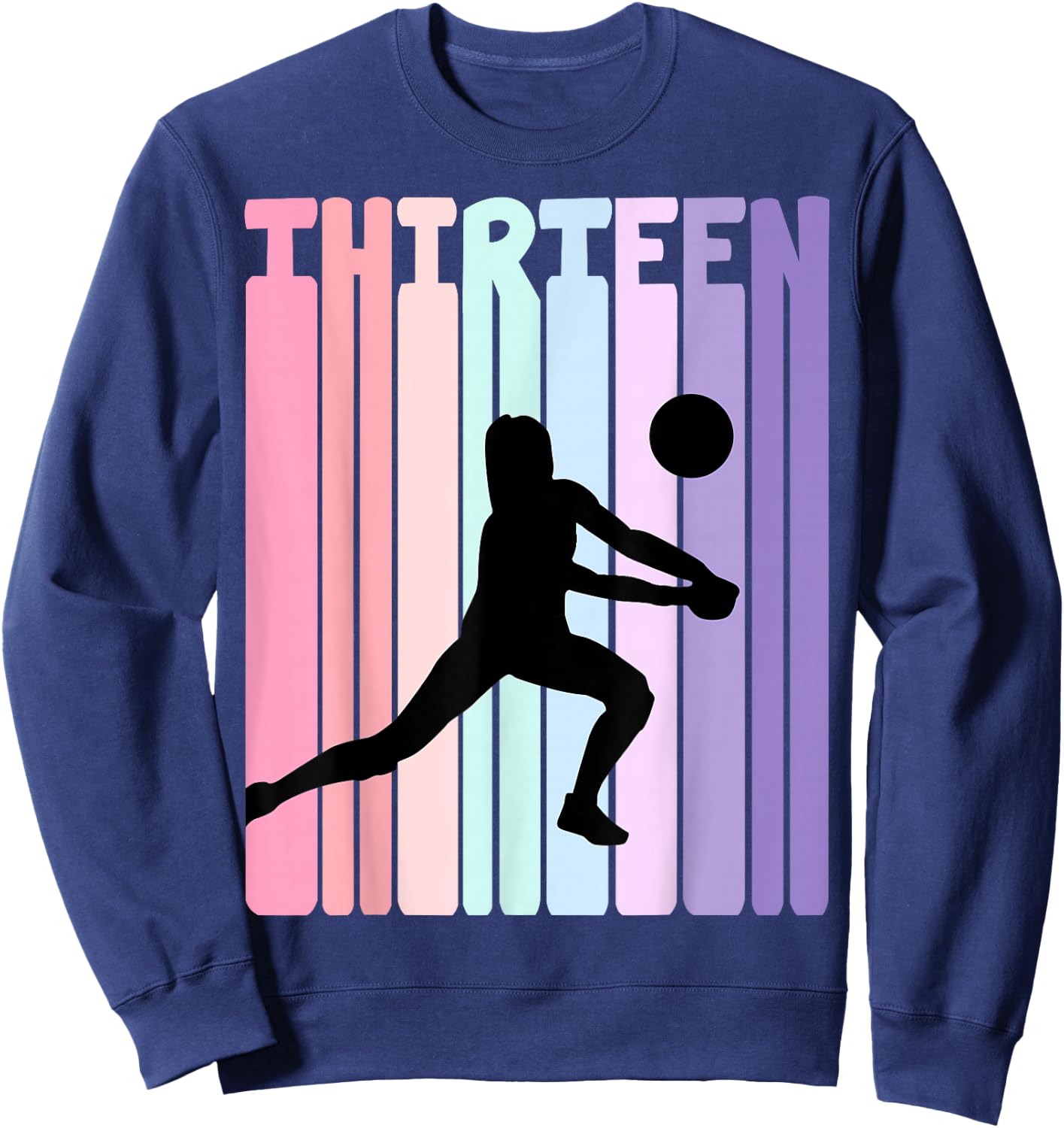 13th Birthday Retro Volleyball Girl Player 13 Years Old Kids Sweatshirt - Sweatshirt | Navy