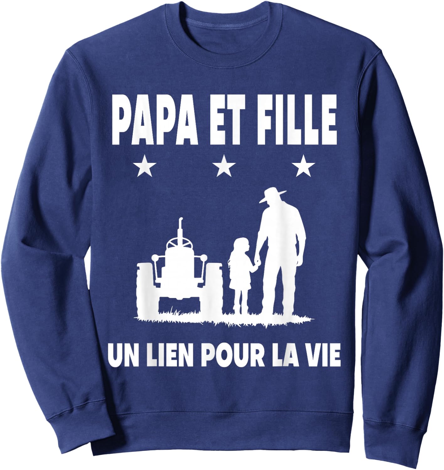 Dad and Daughter Father Farmer Tractor Fathers Day Sweatshirt - Sweatshirt | Navy