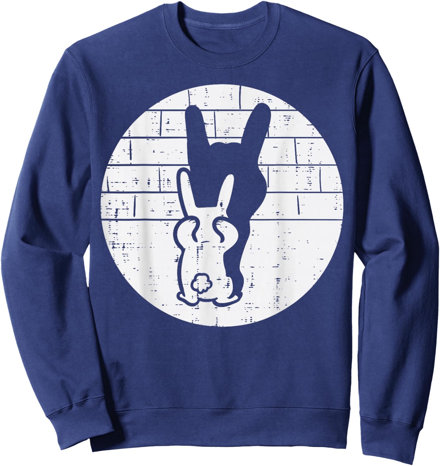 Easter Bunny Shadow Rock Hand Rabbit Rocker Boys Kids Men Sweatshirt - Sweatshirt | Navy