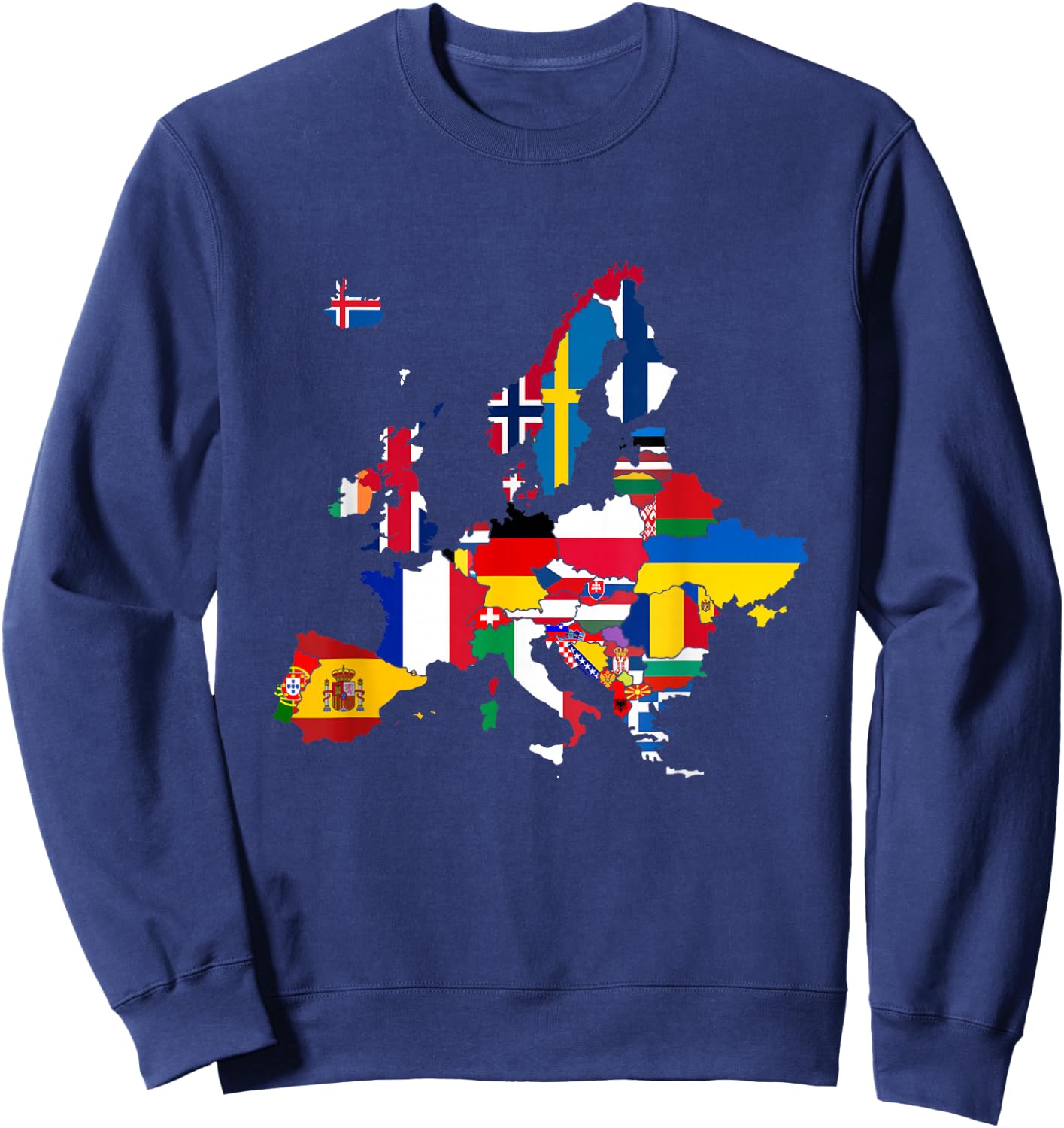 Europe, European flags, European flags, map of Europe. Sweatshirt - Sweatshirt | Navy