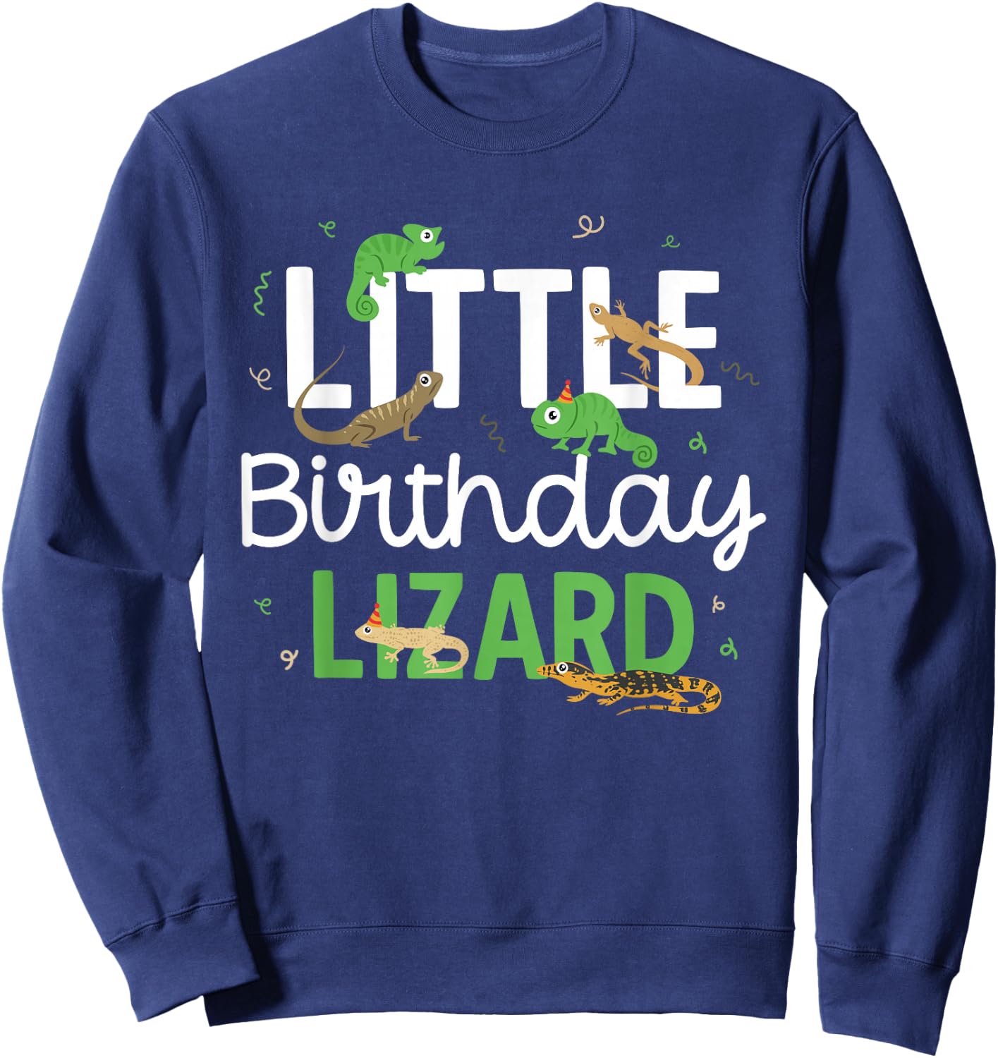 Kids Reptile Little Birthday Lizard Themed Birthday Sweatshirt - Sweatshirt | Navy