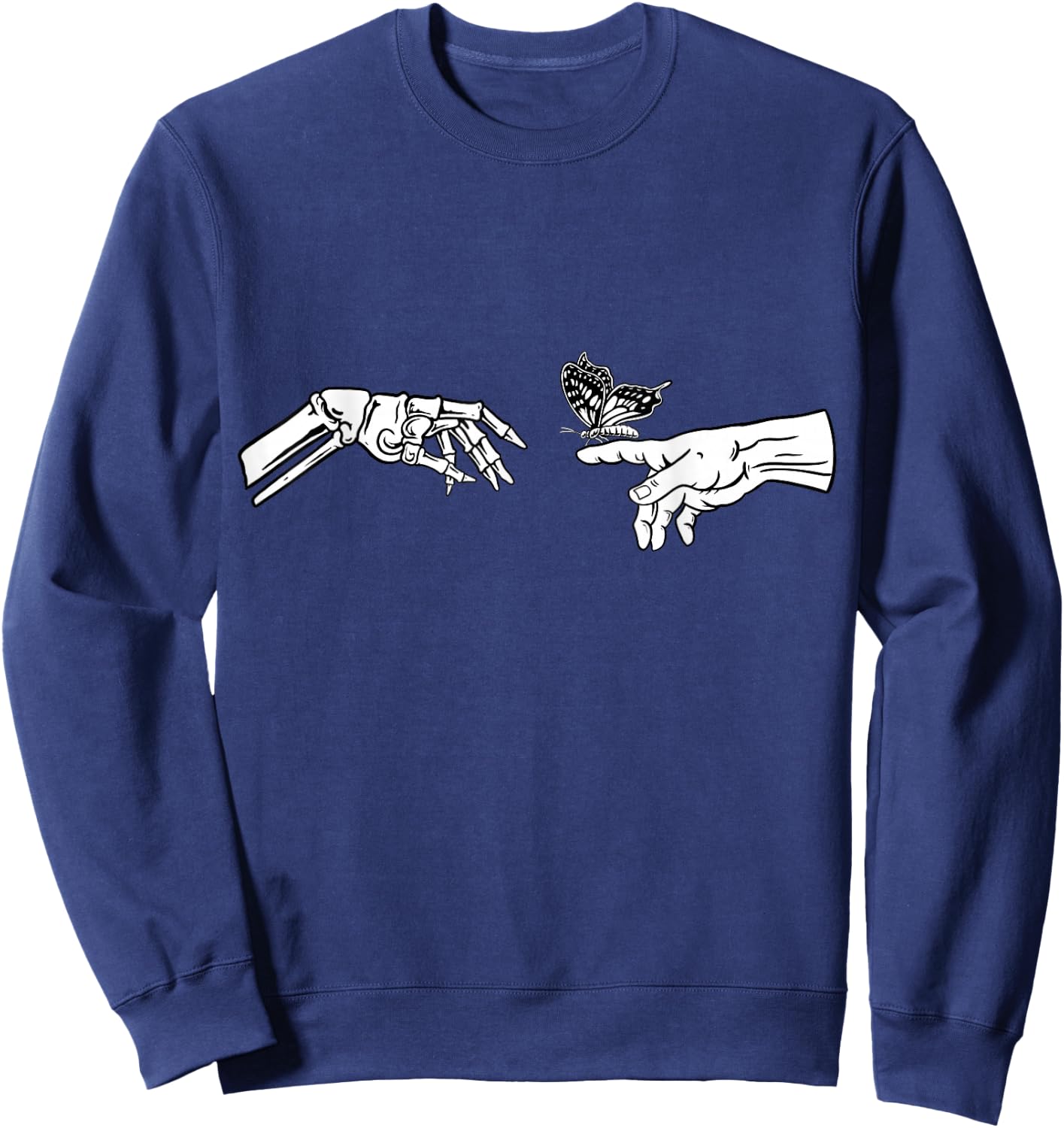 Michelangelo Creation of Adams Butterfly Grunge , black Sweatshirt - Sweatshirt | Navy