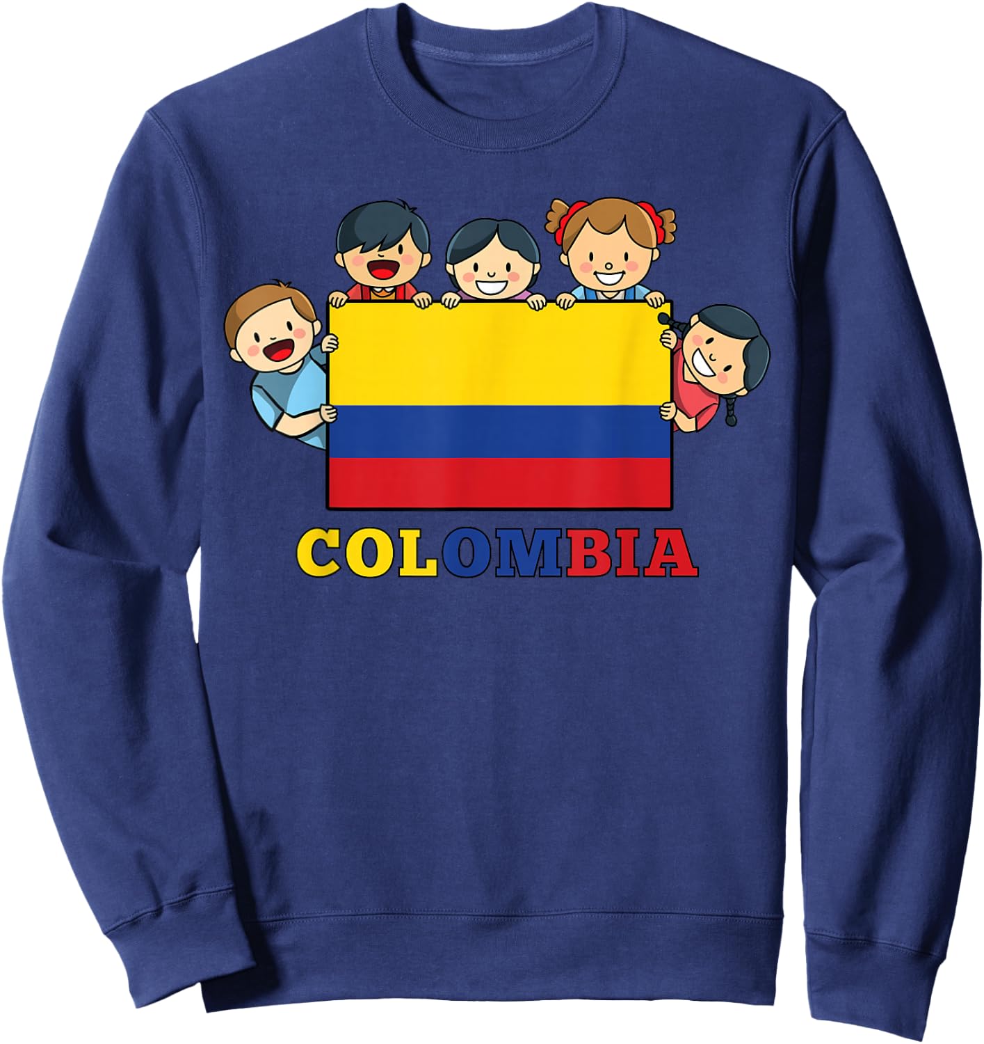 Kids Colombia Flag Hispanic Heritage Month Colombian Sweatshirt - Sweatshirt | Navy