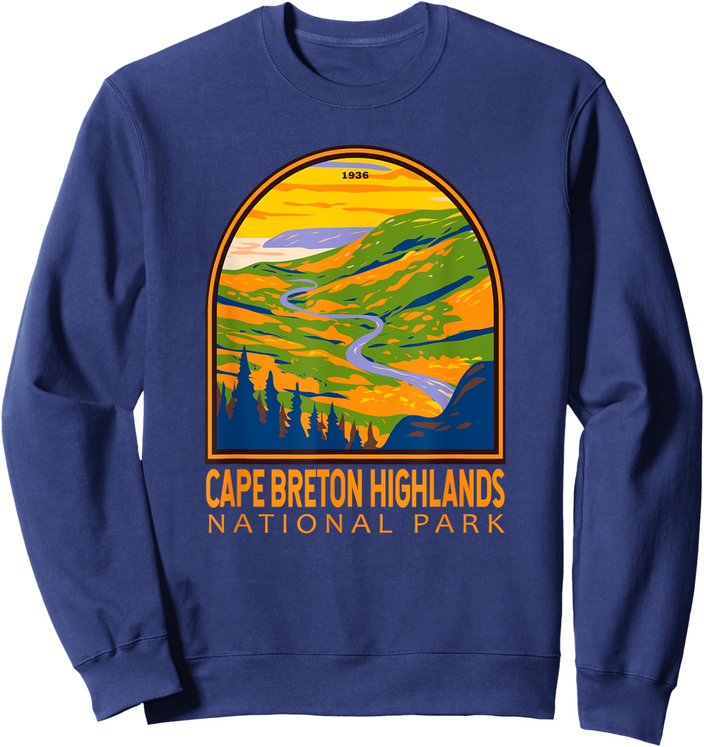 Cape Breton Highlands National Park Canada Vintage Emblem Sweatshirt - Sweatshirt | Navy