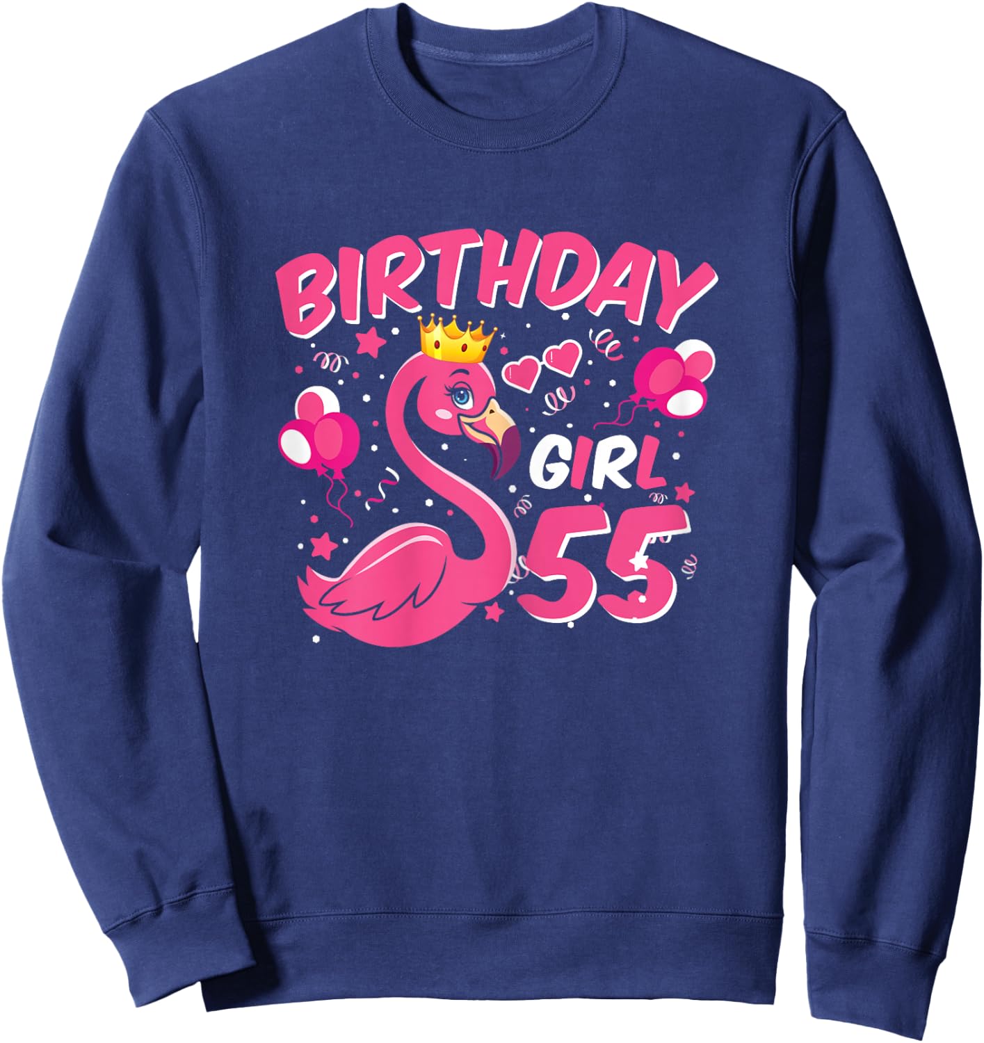 55th Birthday Gift Flamingo Fan 55 Year Old Women 55th Bday Sweatshirt - Sweatshirt | Navy