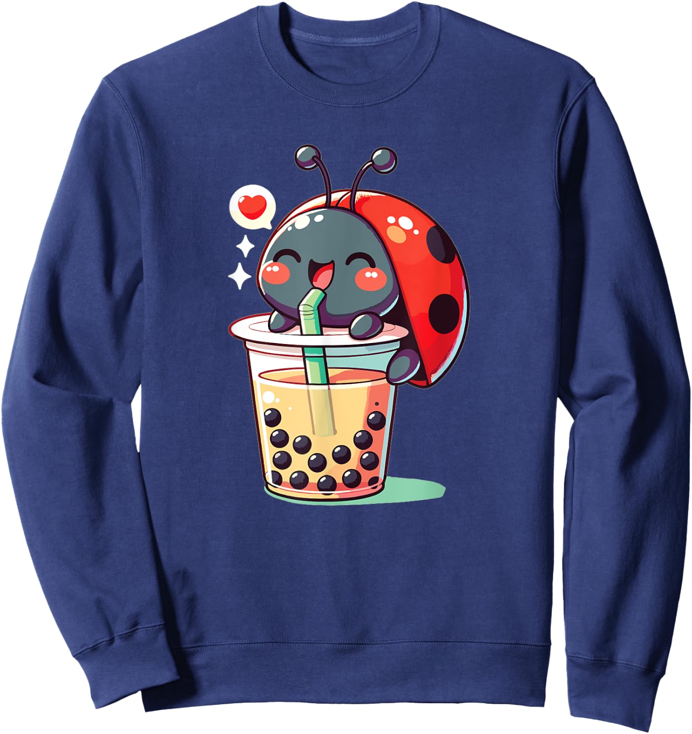 Kawaii Ladybug Bubble Tea Boba Ladybug Sweatshirt - Sweatshirt | Navy