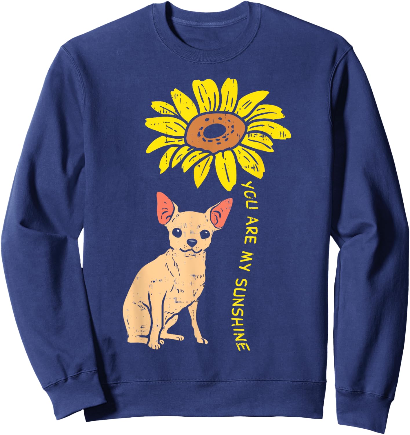 Sunflower Sunshine Chihuahua Chiwawa Dog Girls Women Gift Sweatshirt - Sweatshirt | Navy