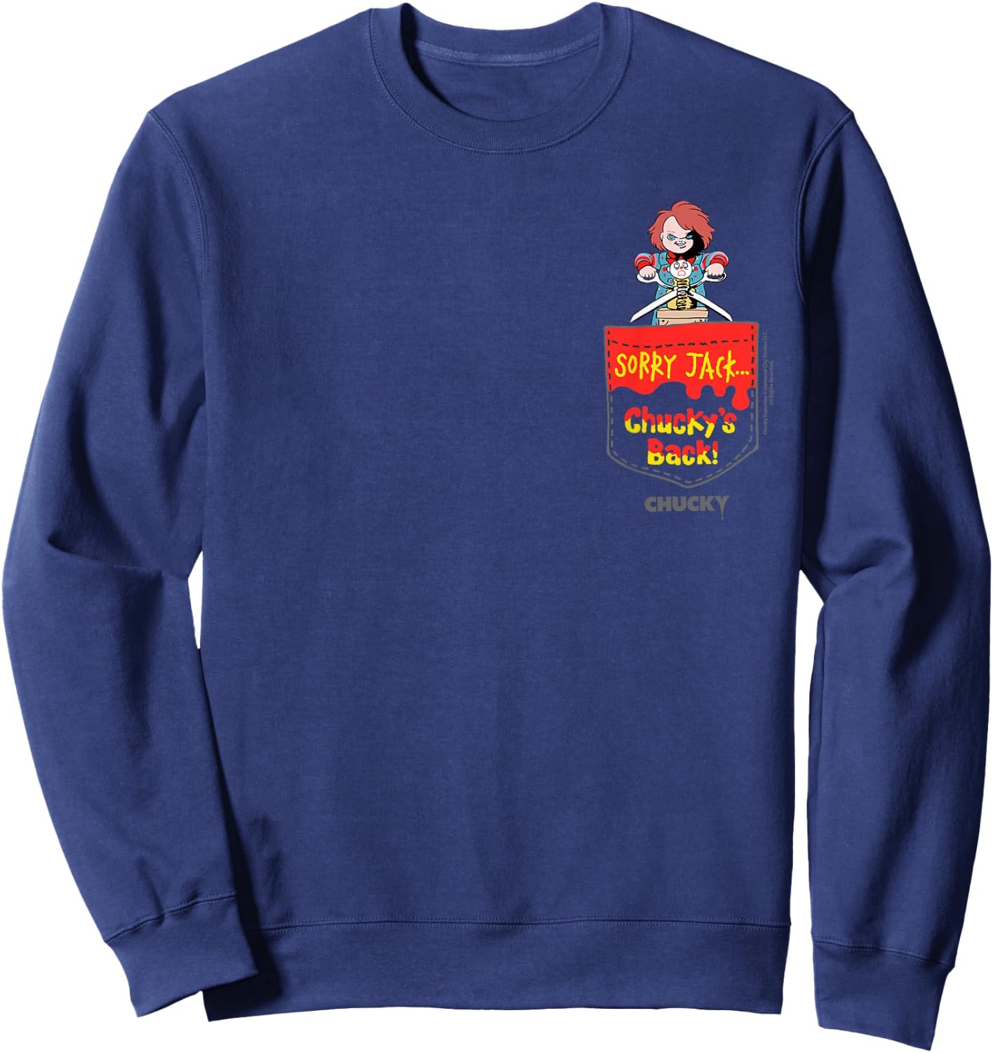 Chucky Sorry Jack…chucky’s Back Faux Pocket Sweatshirt - Sweatshirt | Navy
