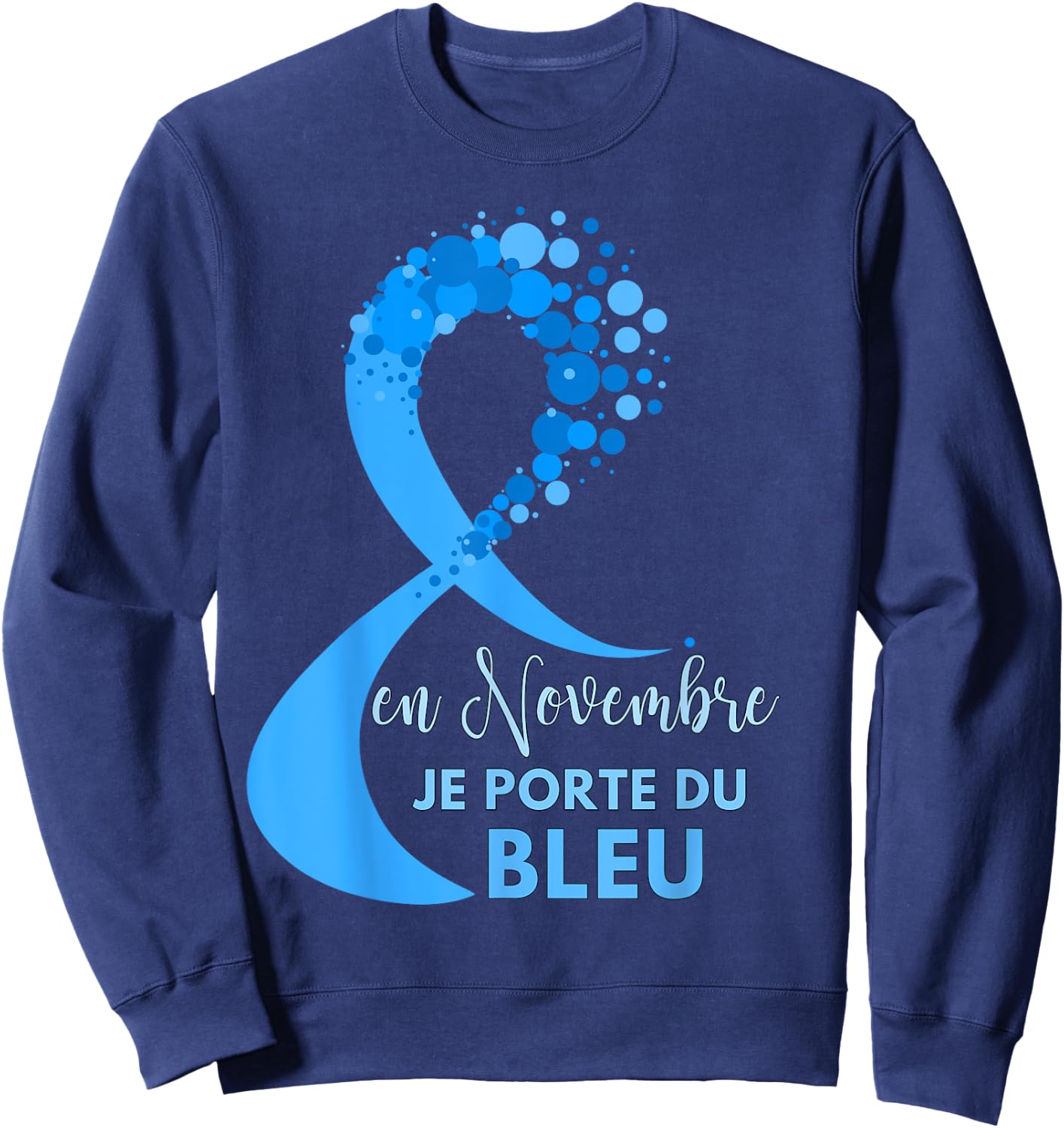 Blue Ribbon Prostate Cancer November Awareness Sweatshirt - Sweatshirt | Navy