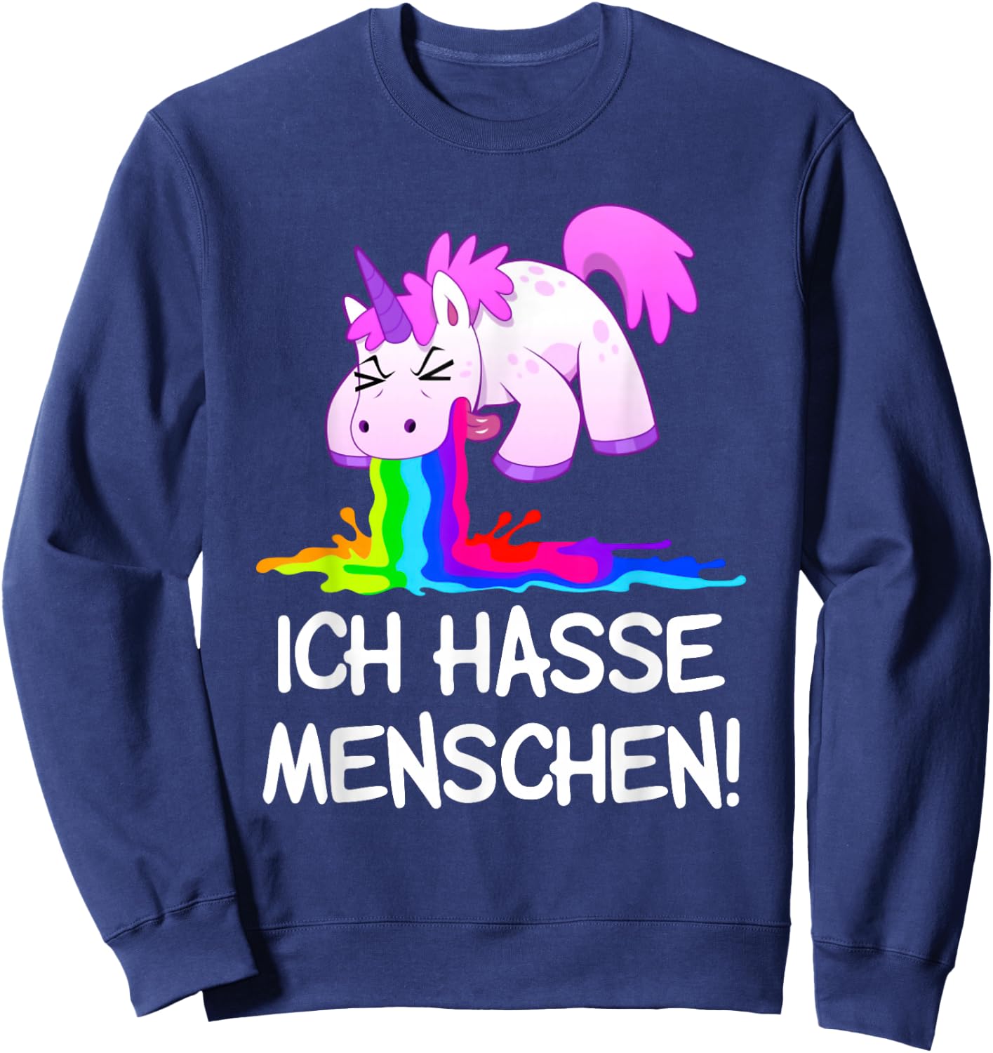 Ich Hasse Menschen Kotzendes Einhorn Unicorn Spaß Kostüm Sweatshirt - Sweatshirt | Navy