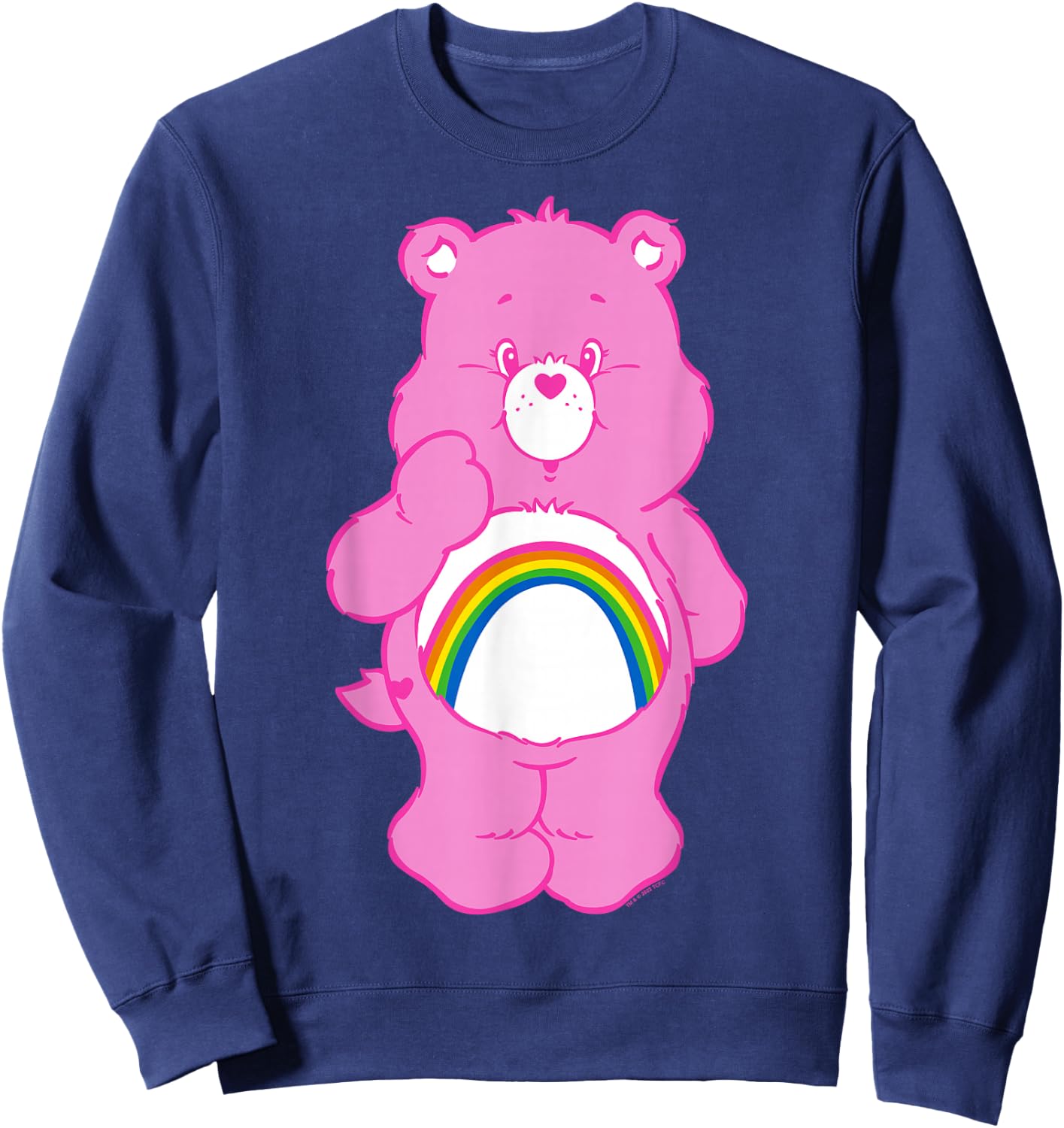 Care Bears Cheer Bear Classic Vintage Rainbow Belly Badge , gray Sweatshirt - Sweatshirt | Navy
