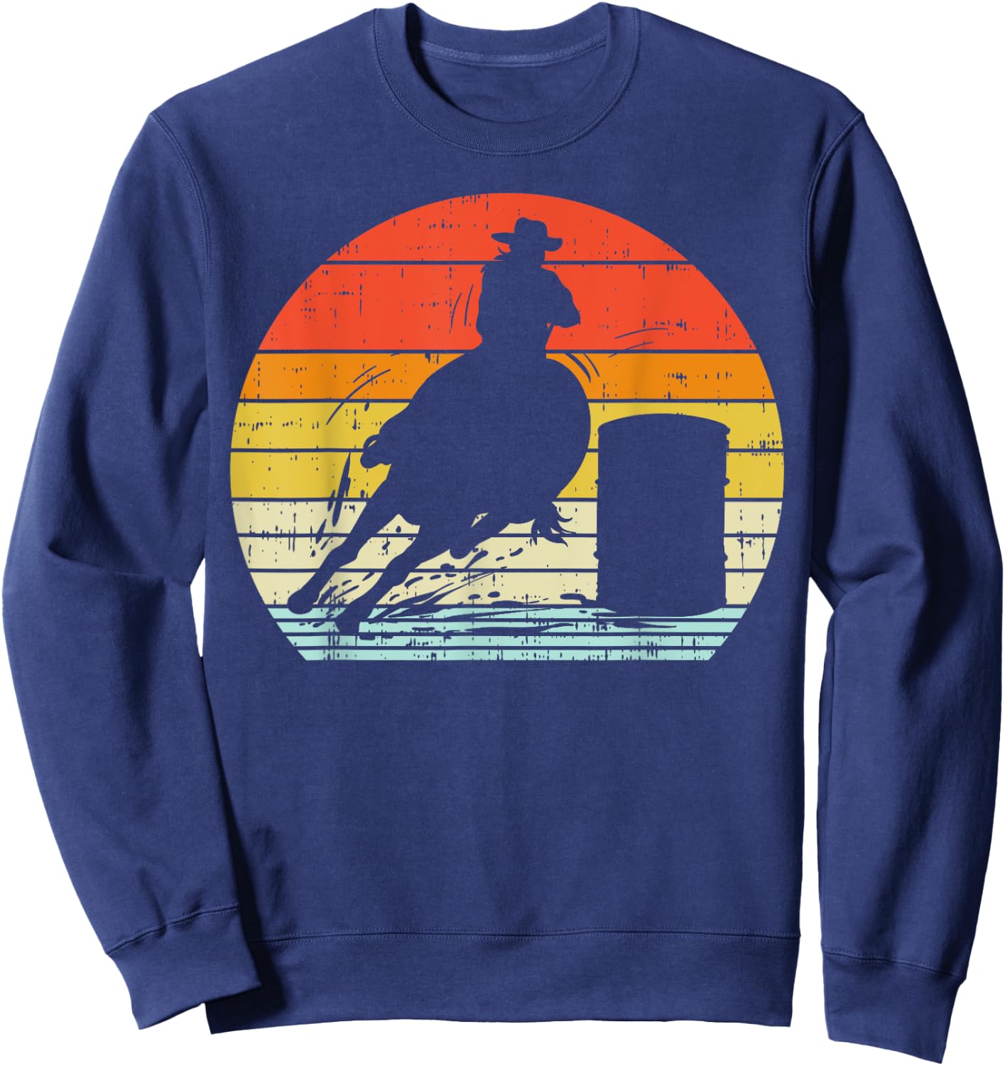 Barrel Racing Sunset Retro 80s Rodeo Horse Racer Rider Gift Sweatshirt - Sweatshirt | Navy
