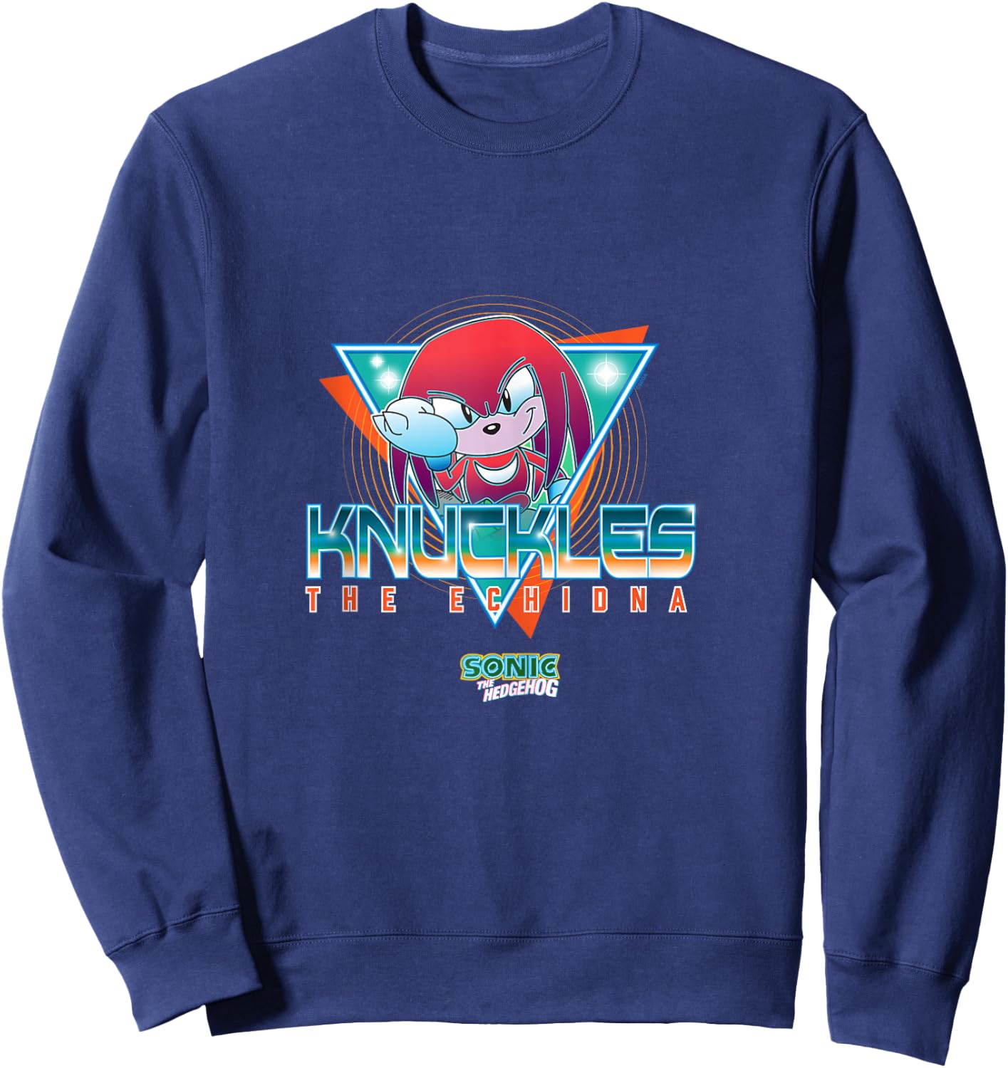 Sonic The Hedgehog Knuckles The Echidna Retro Neon Logo Sweatshirt - Sweatshirt | Navy