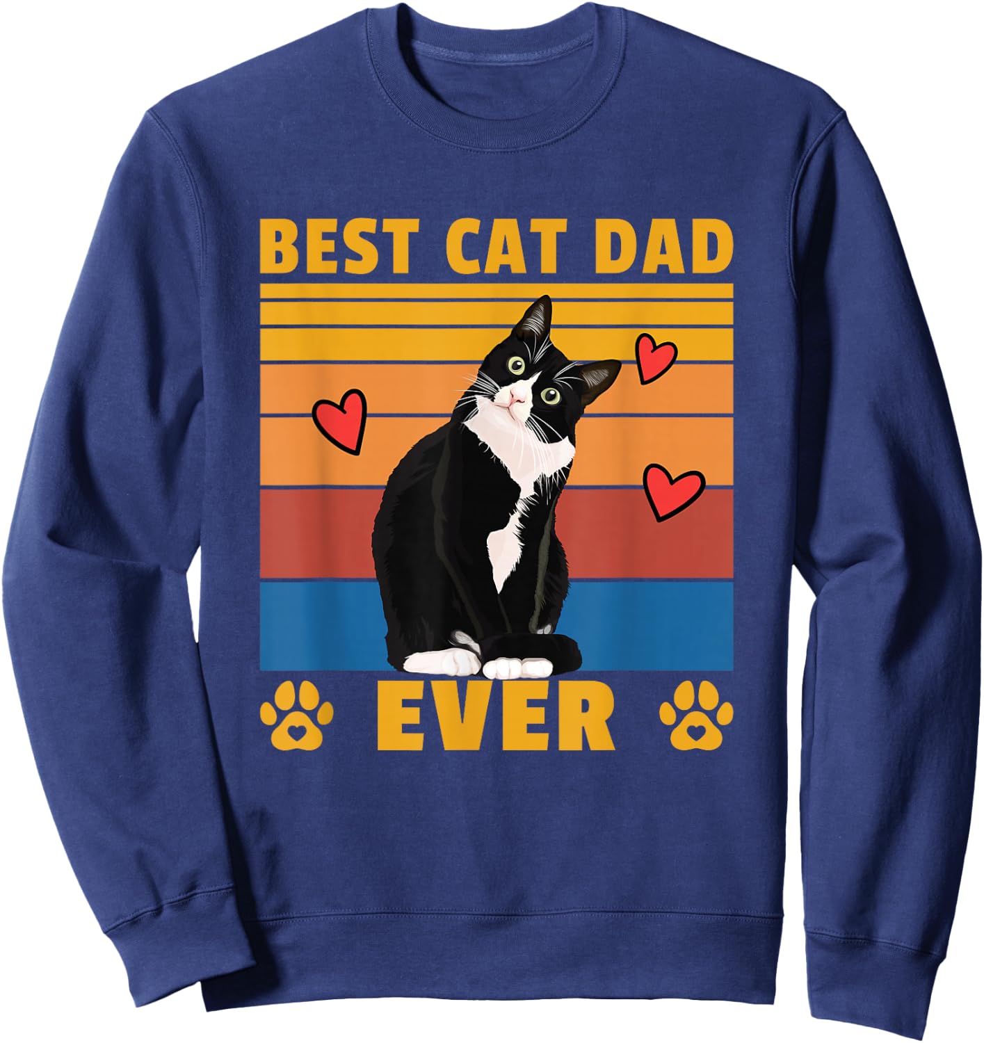 Men's Best Cat Dad Ever Funny Cat Sweatshirt - Sweatshirt | Navy
