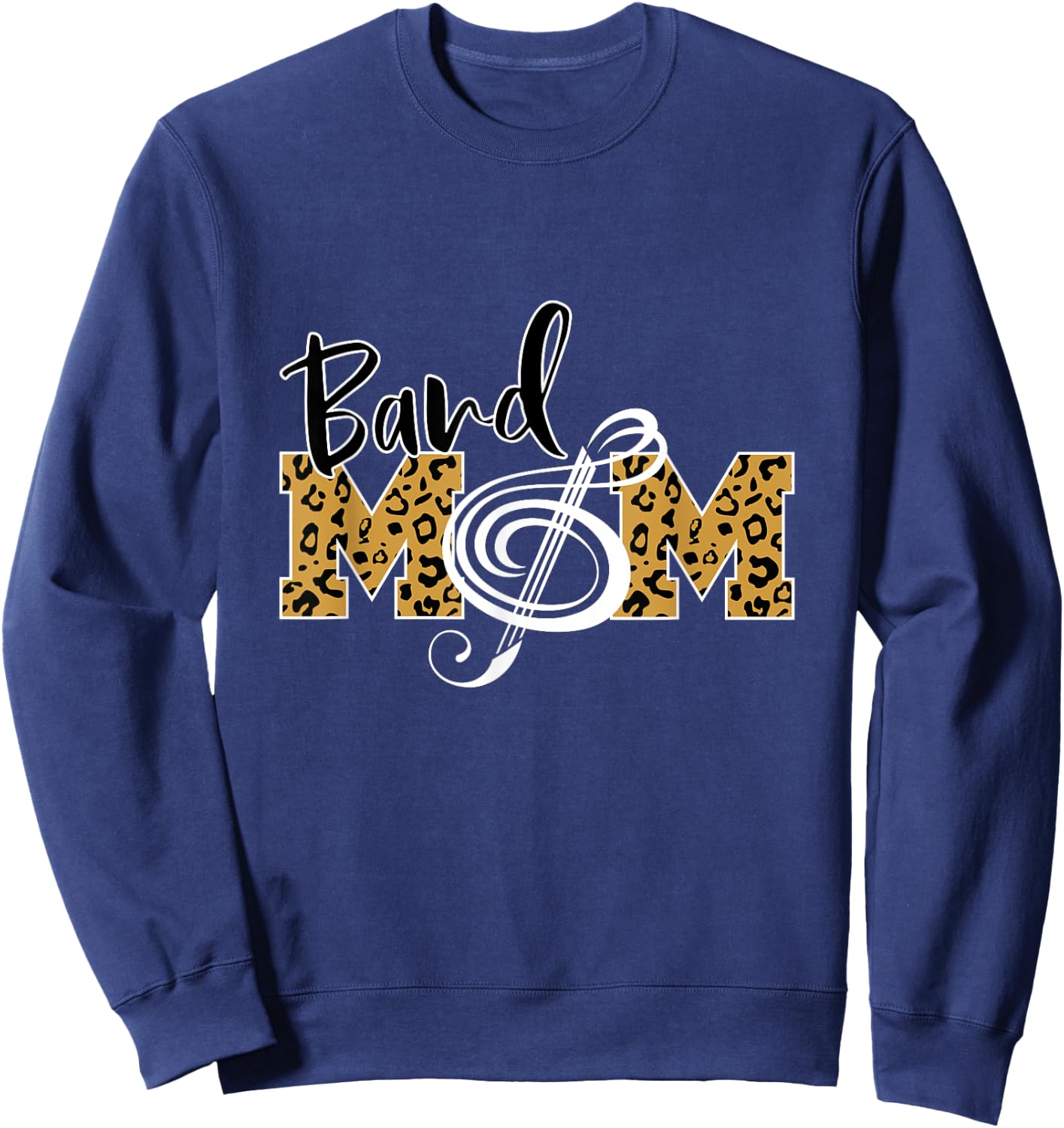 Band Mom Leopard Print Musical Marching Band Mother's Day Sweatshirt - Sweatshirt | Navy