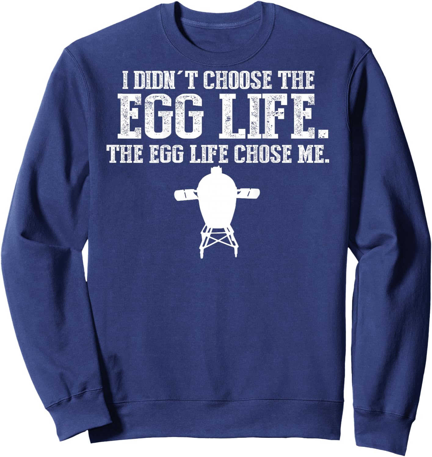 Funny BBQ Big Egg Smoker Accessories T Shirts Back Printed Sweatshirt - Sweatshirt | Navy