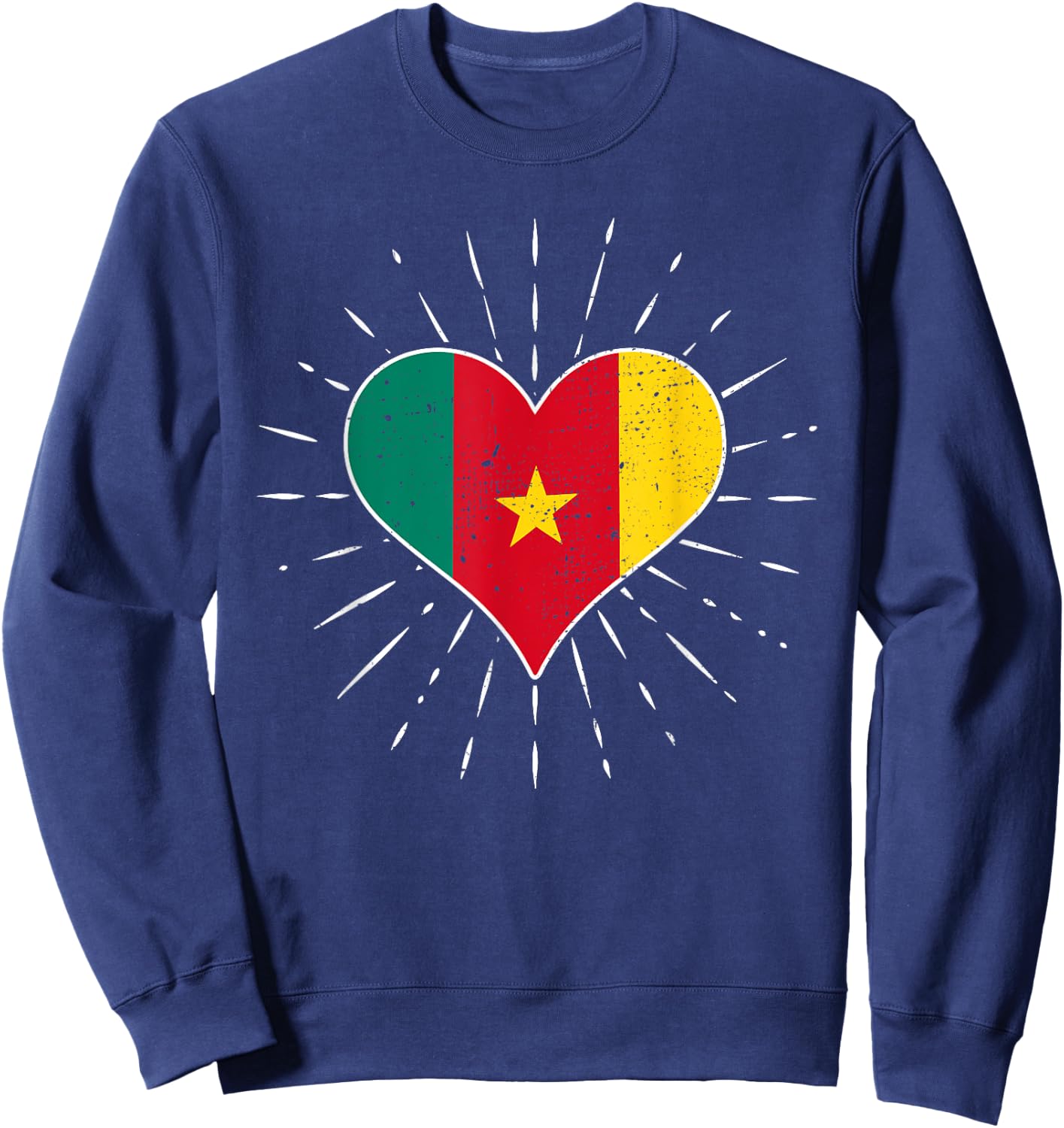 Vintage Cameroonian Flag Heart Cameroon Lovers Retro , Black, S Sweatshirt - Sweatshirt | Navy